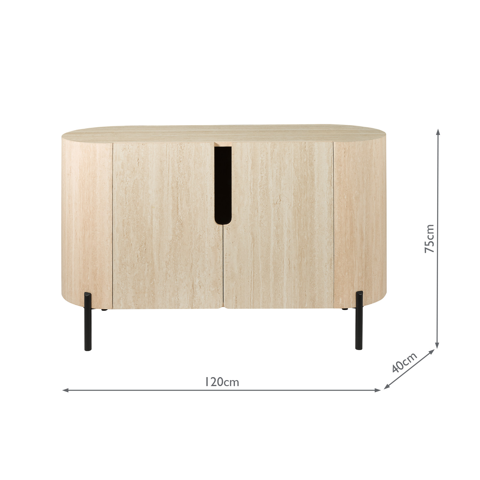 Ioana Cabinet Travertine Effect and Matt Black