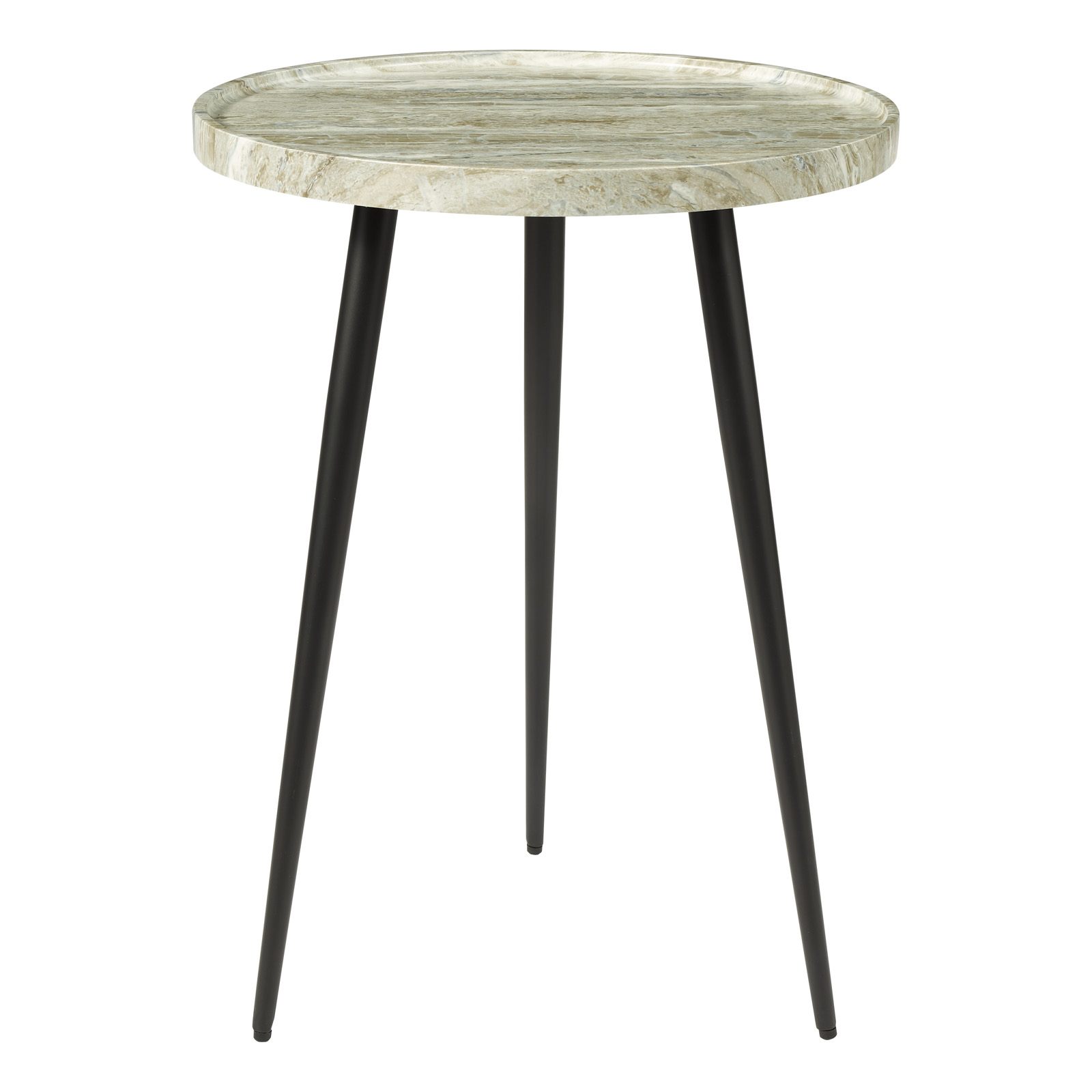 Nusa Side Table Brown Stone Effect and Matt Black