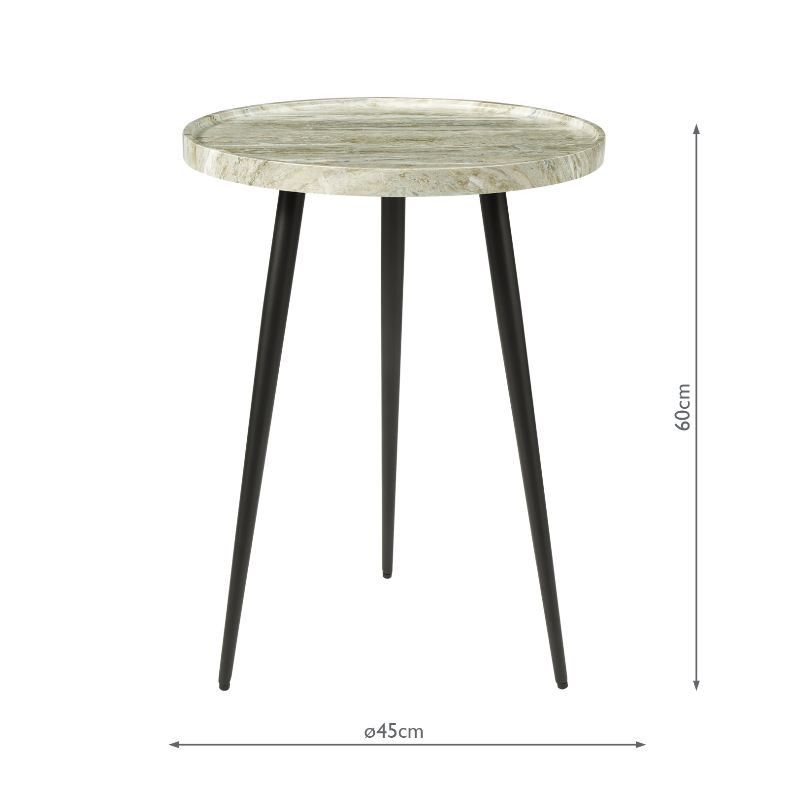 Nusa Side Table Brown Stone Effect and Matt Black