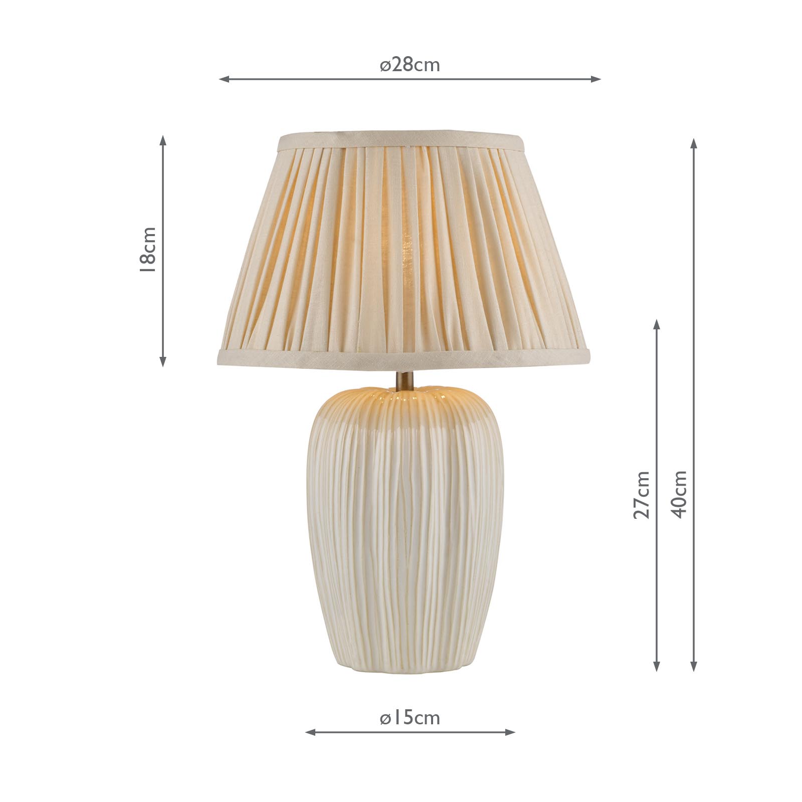 Abigail Table Lamp Cream Ceramic and Antique Brass With Linen Pleated Shade