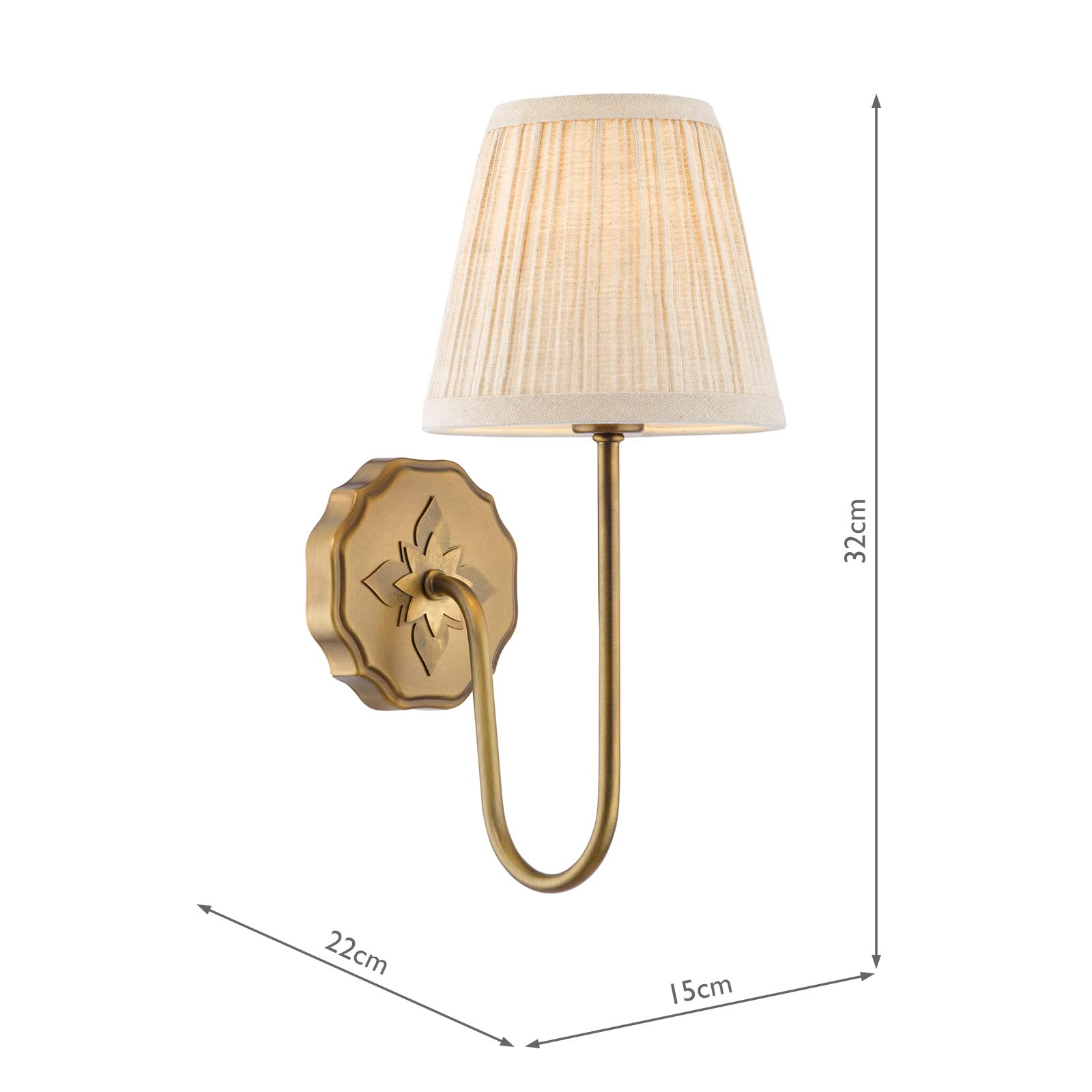 Adyara Wall Light Antique Bronze With Linen Pleated Shade