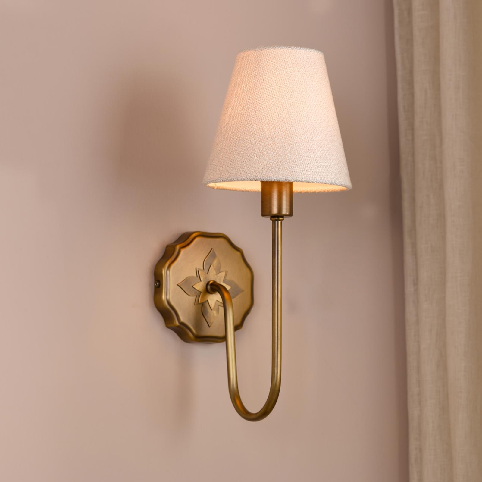 Adyara Wall Light Antique Bronze With Linen Shade