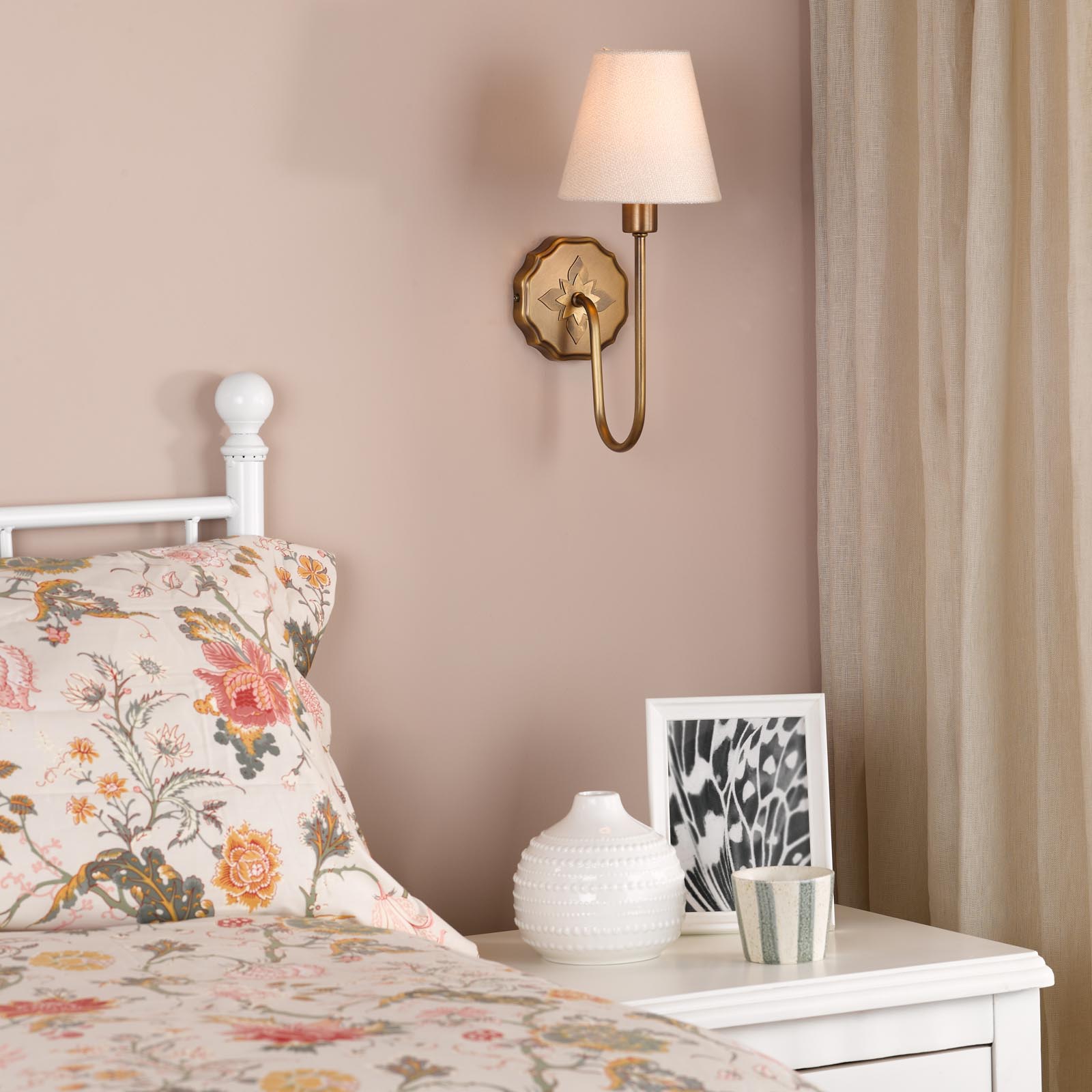 Adyara Wall Light Antique Bronze With Linen Shade