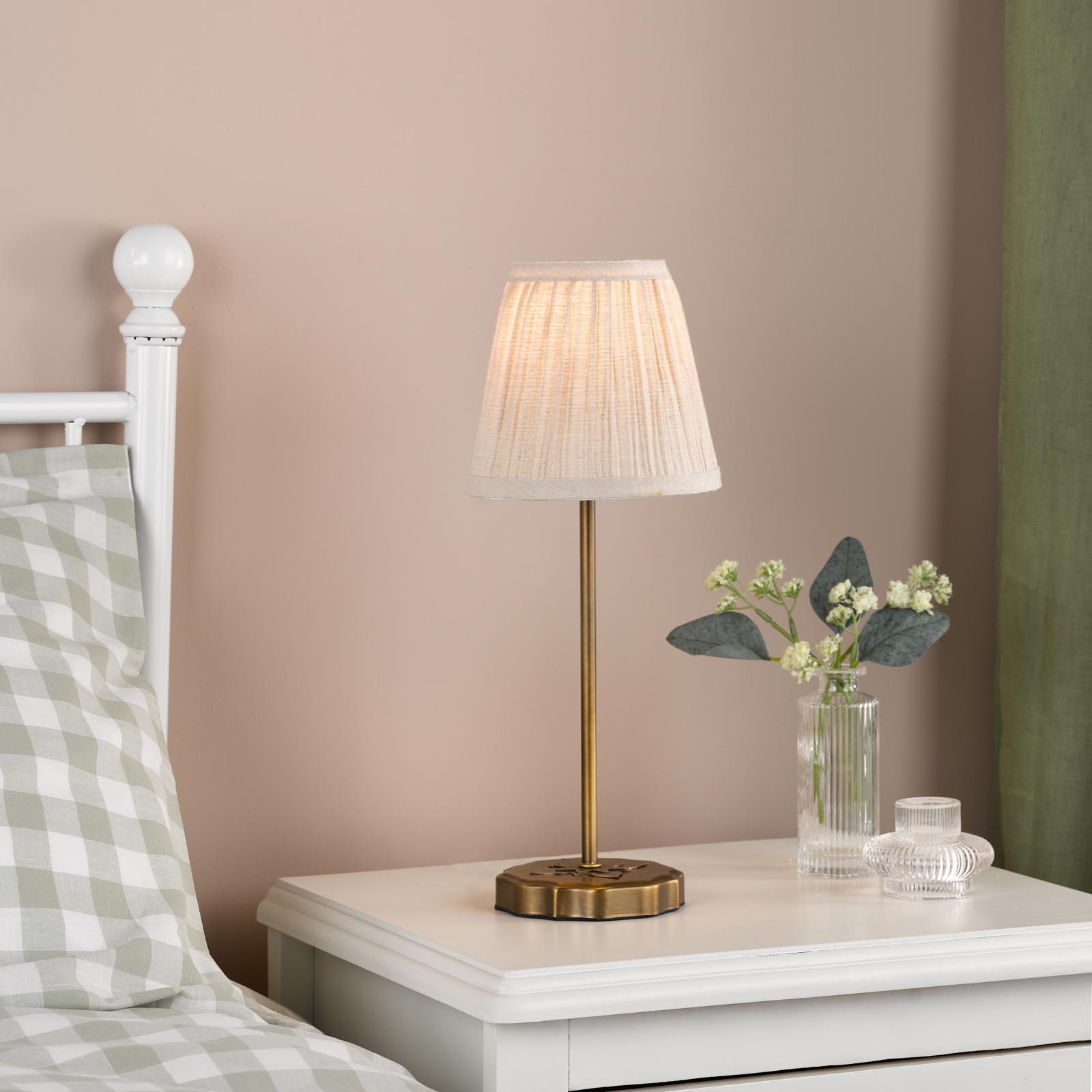 Adyara Twin Pack Table Lamp Antique Bronze With Linen Pleated Shade
