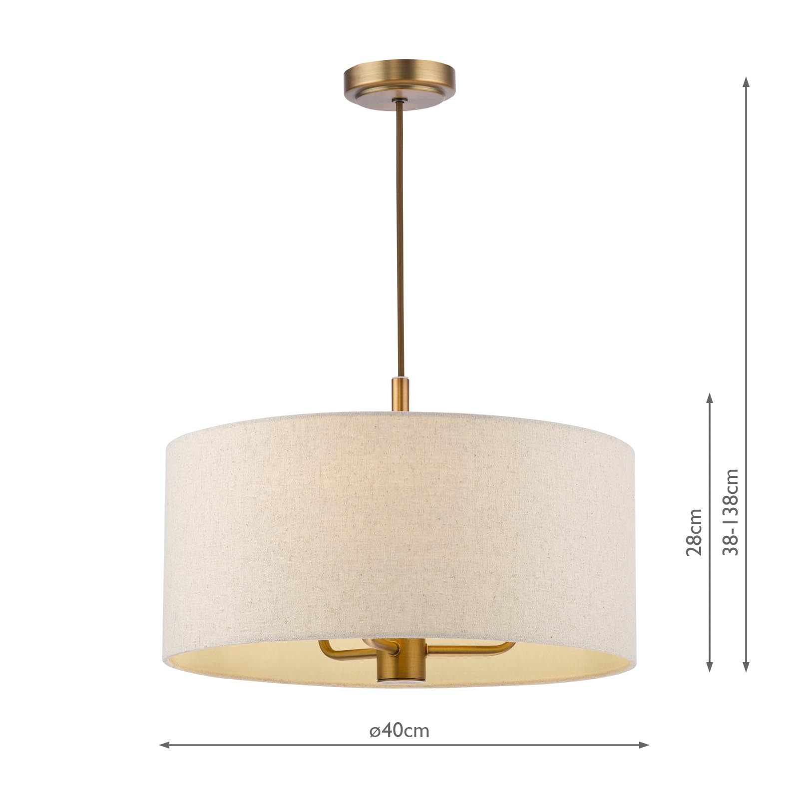 Aelin 3 Light Pendant Matt Bronze With Natural Linen Shade