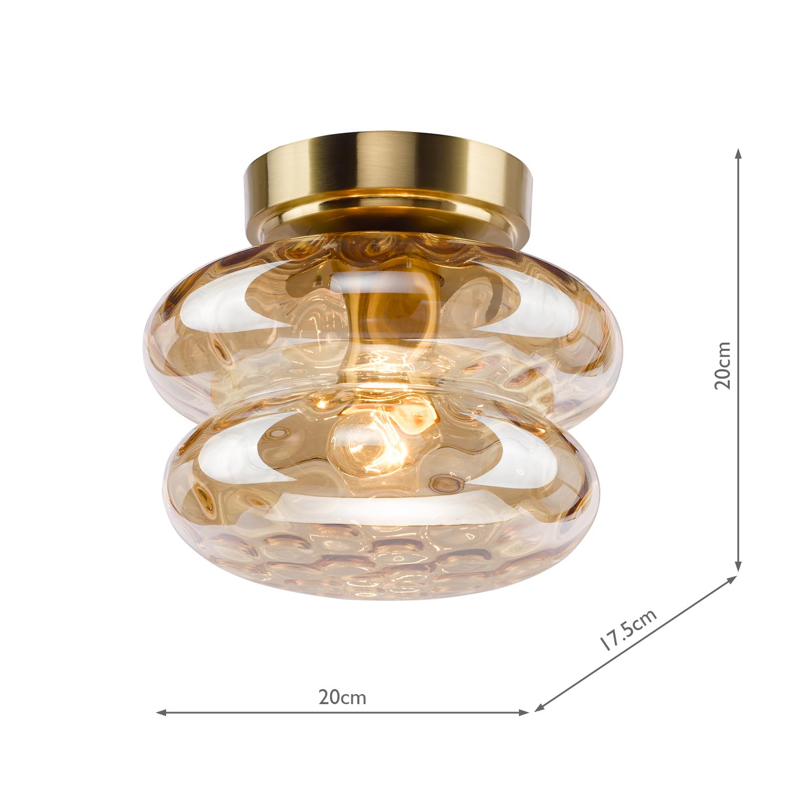 Alcella Wall/Ceiling Light Natural Brass and Amber Dimple Glass