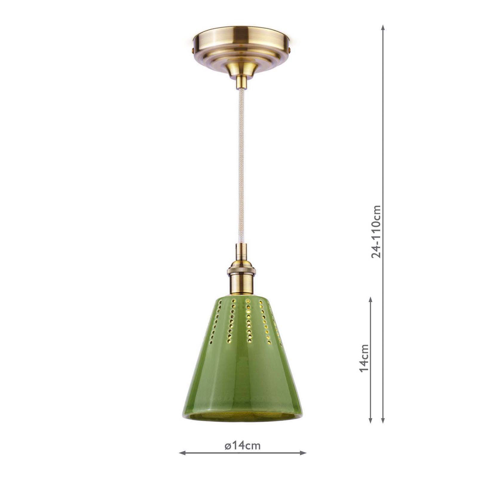 Joules Allington Pendant Green Ceramic and Matt Antique Brass