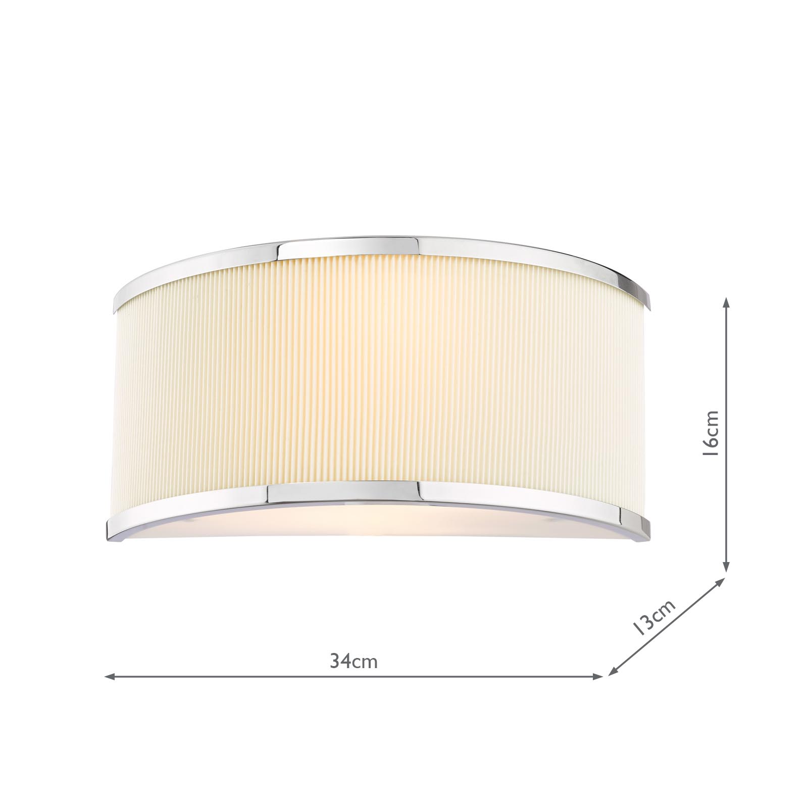Alvaro 2 Light Wall Light Polished Chrome and Ivory Micropleat Shade
