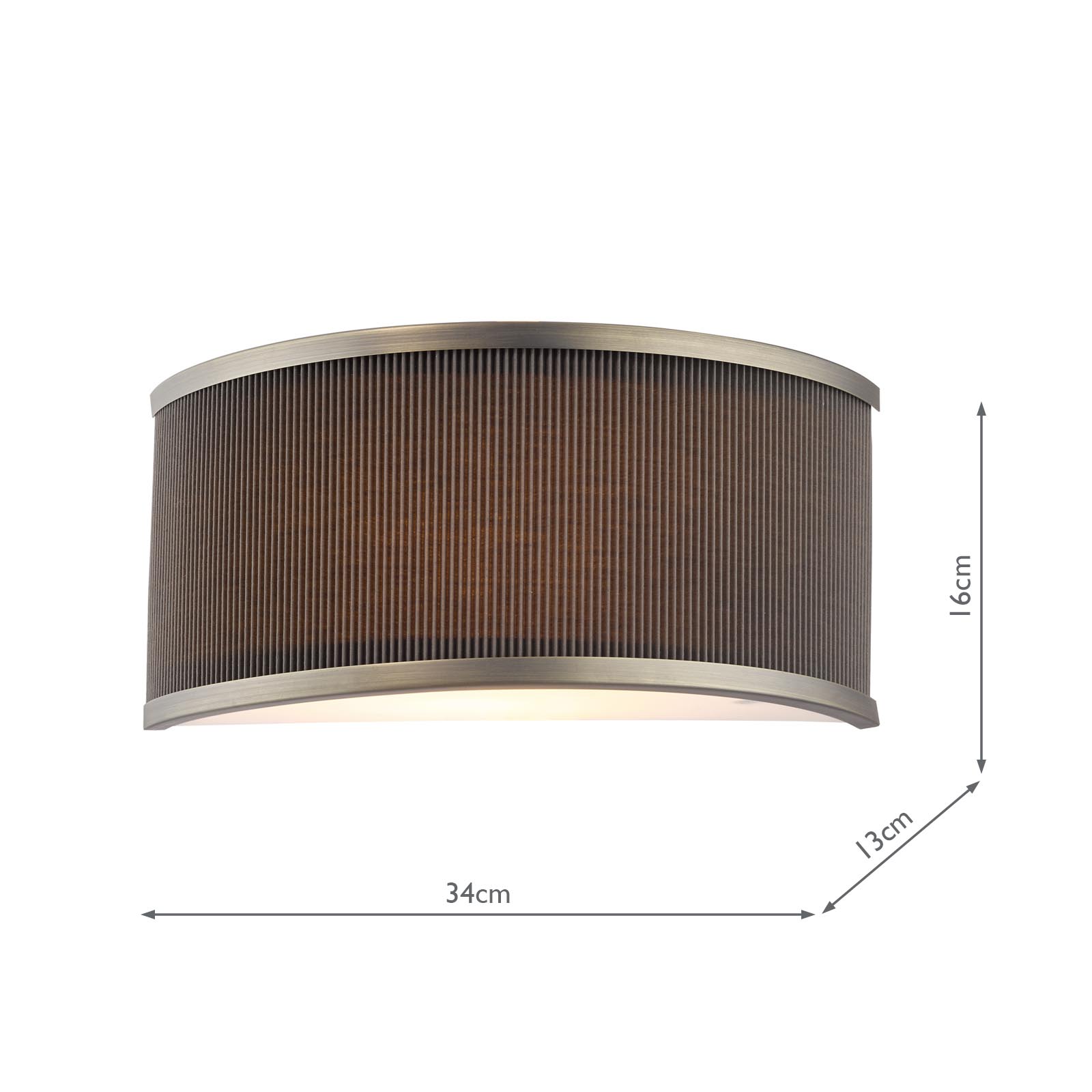 Alvaro 2 Light Wall Light Antique Bronze and Brown Micropleat Shade