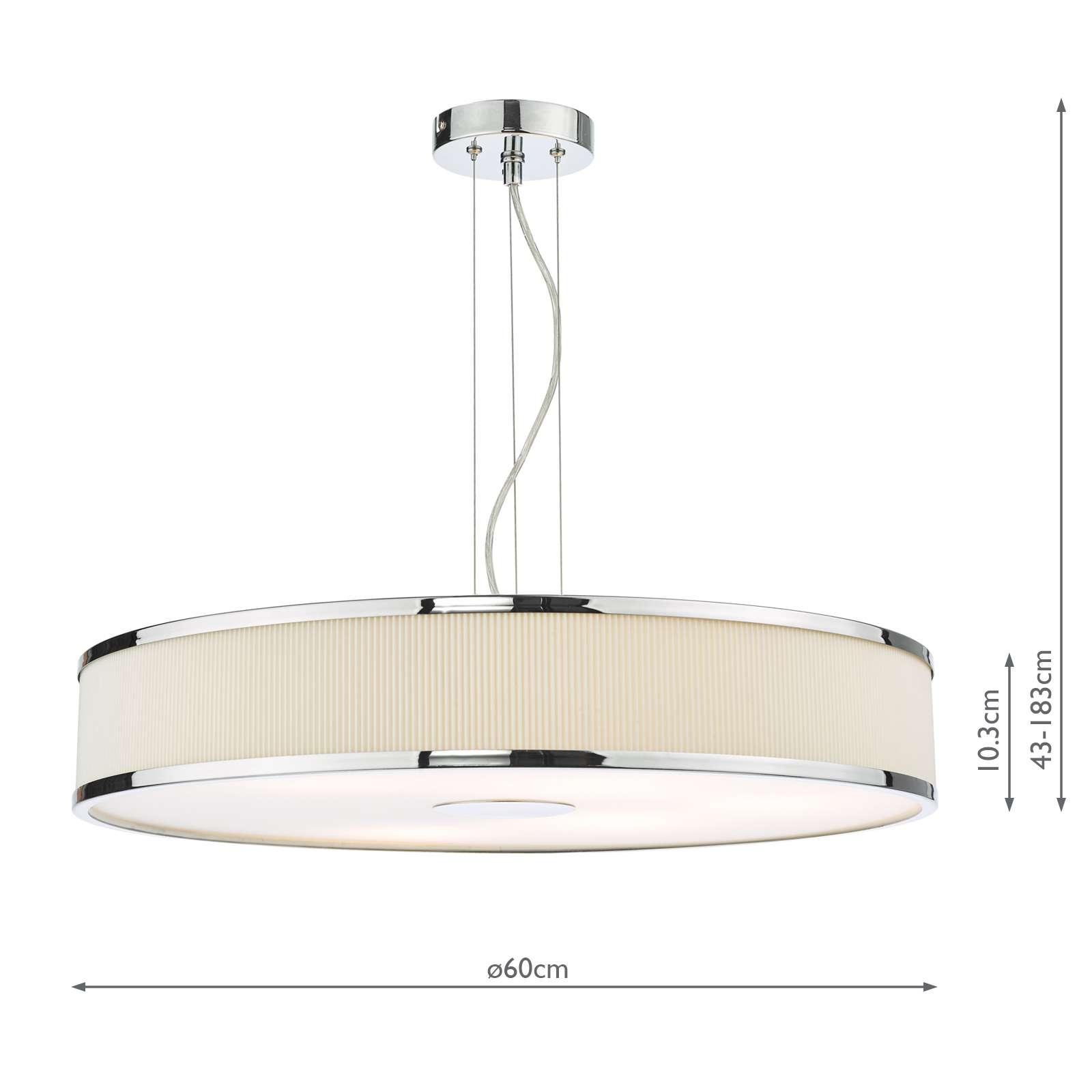 Alvaro 6 Light Pendant Polished Chrome and Ivory With Shade