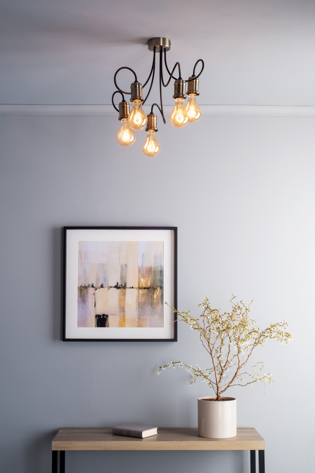 Alzbet 5 Light Semi-Flush Antique Brass