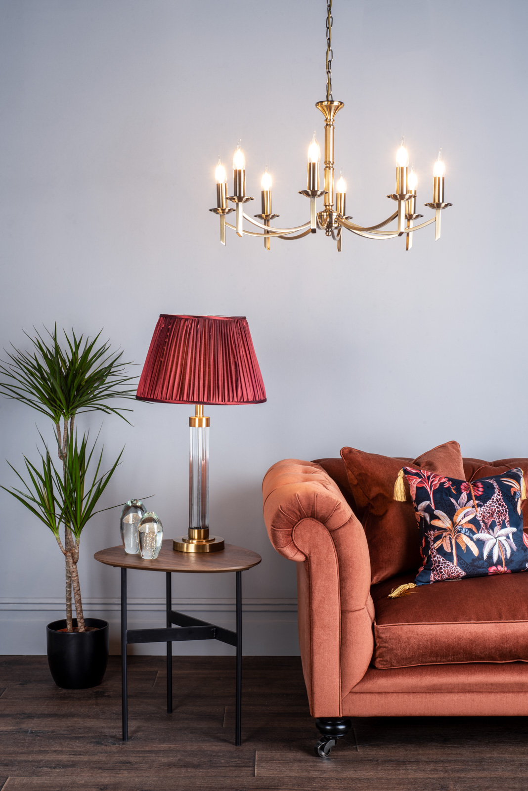 Ambassador 8 Light Armed Pendant Antique Brass Fitting Only