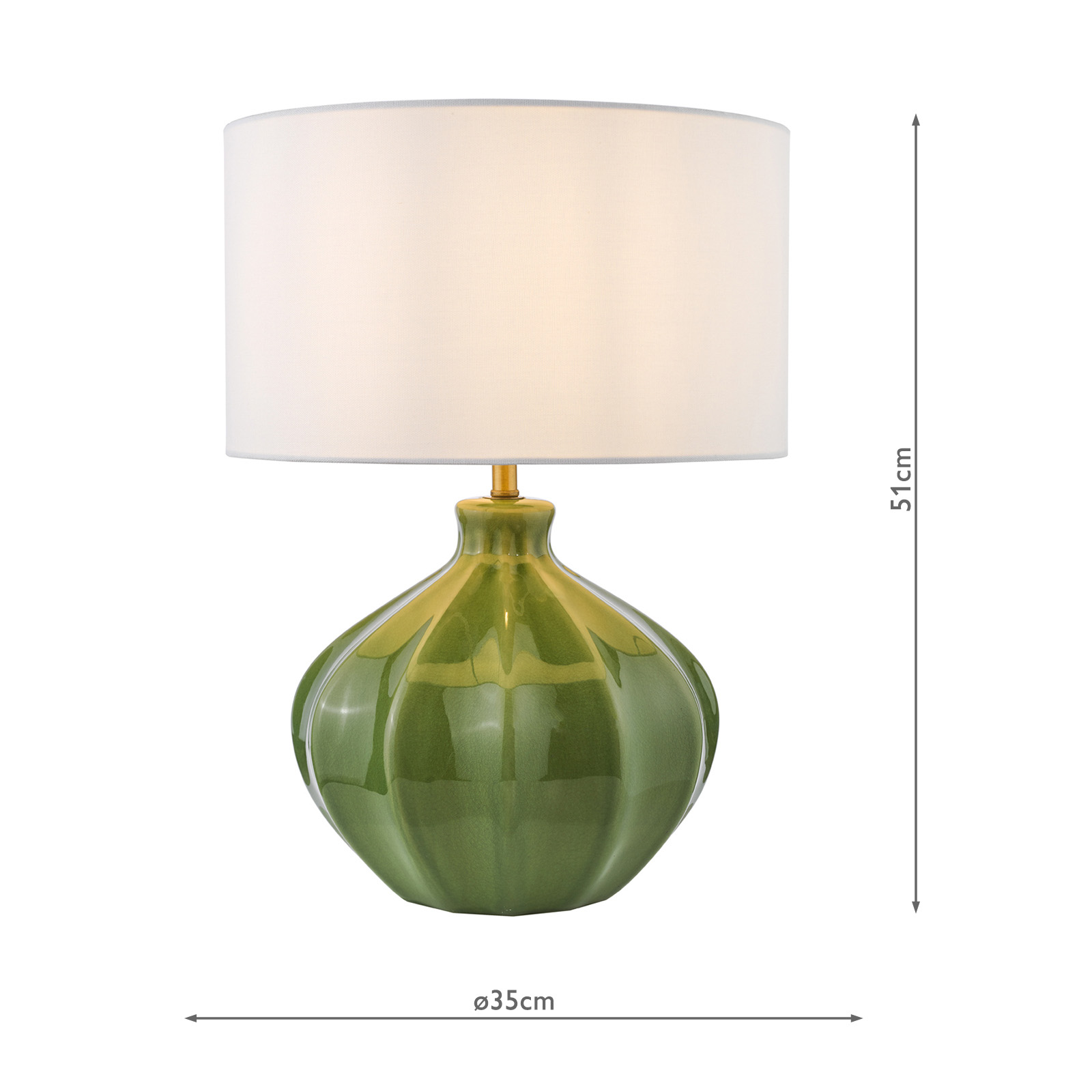 Amrita Ceramic Table Lamp Green and Antique Brass With Shade