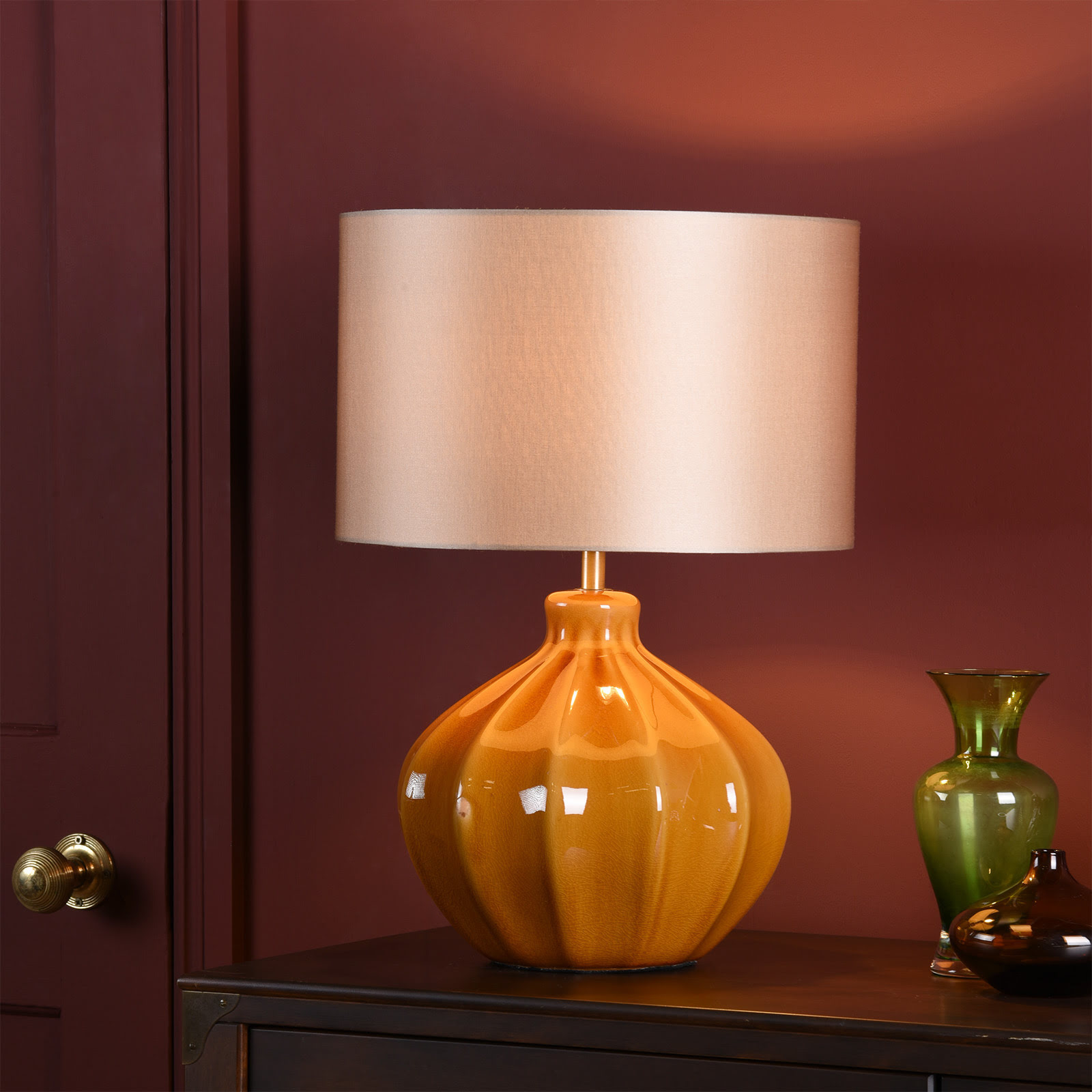 Amrita Table Lamp Caramel and Antique Brass Base Only