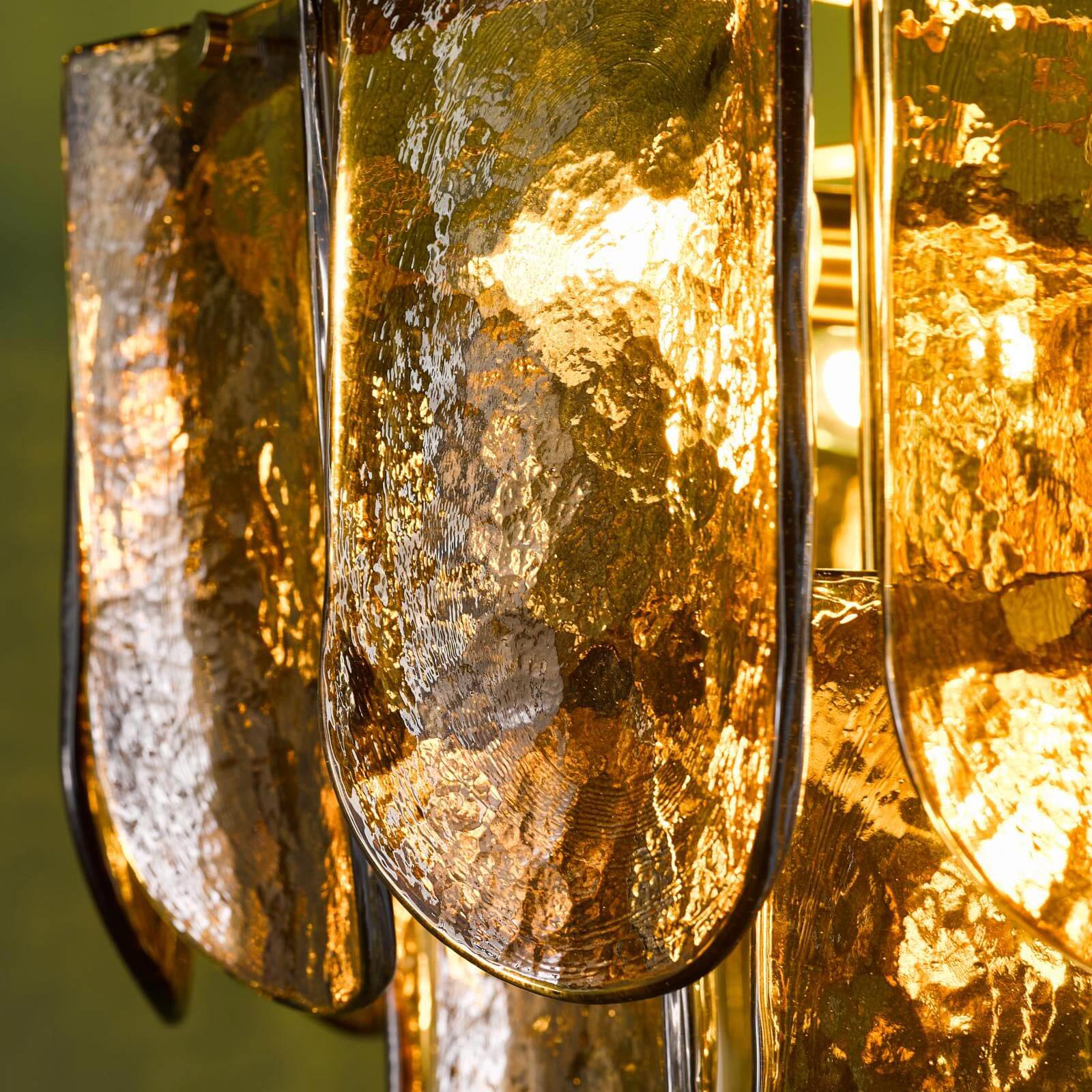 Anielle 9 Light Chandelier Natural Brass and Tea Smoked Glass