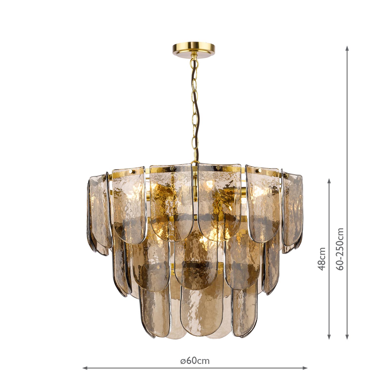 Anielle 9 Light Chandelier Natural Brass and Tea Smoked Glass