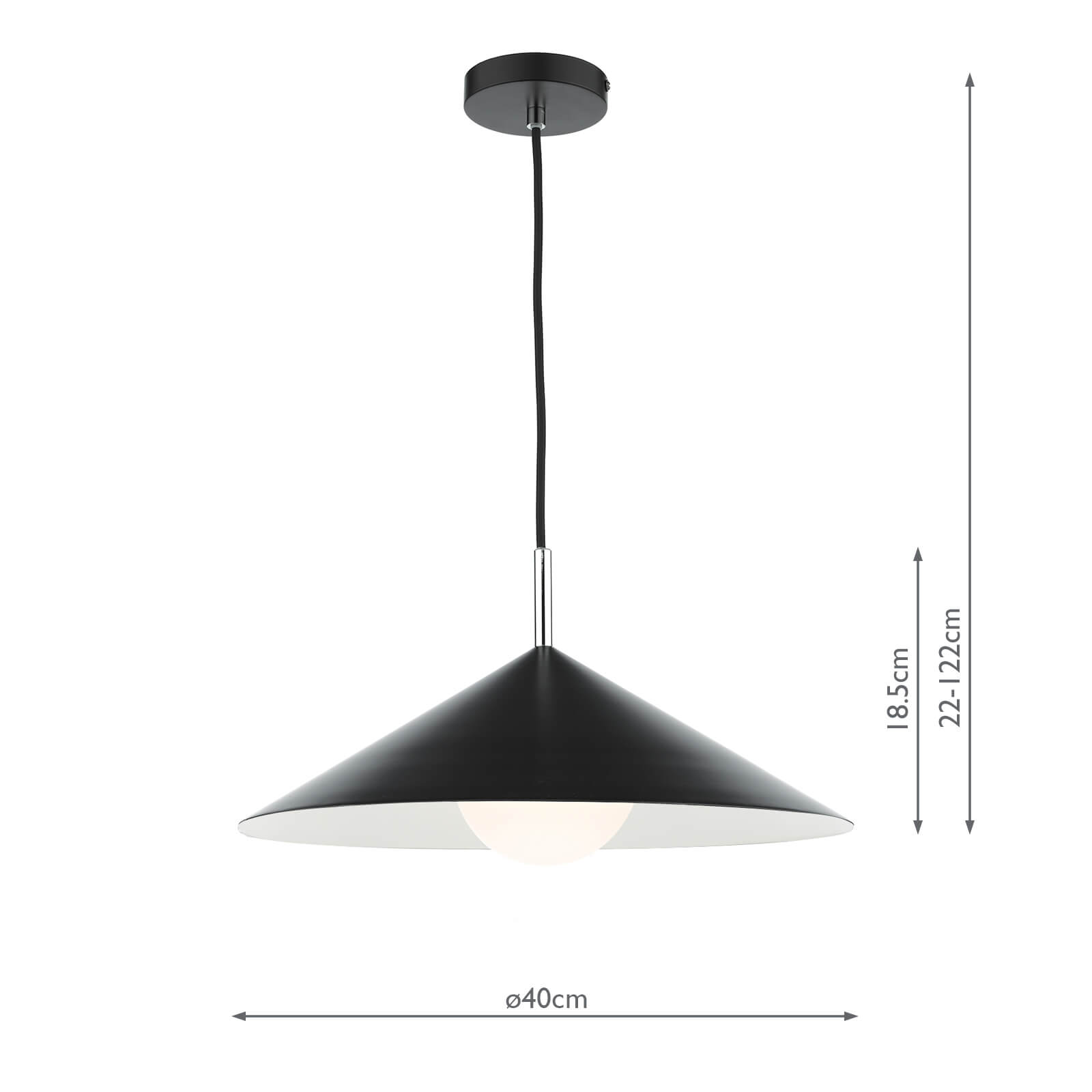 Apex 1 Light Single Pendant Matt Black Polished Chrome