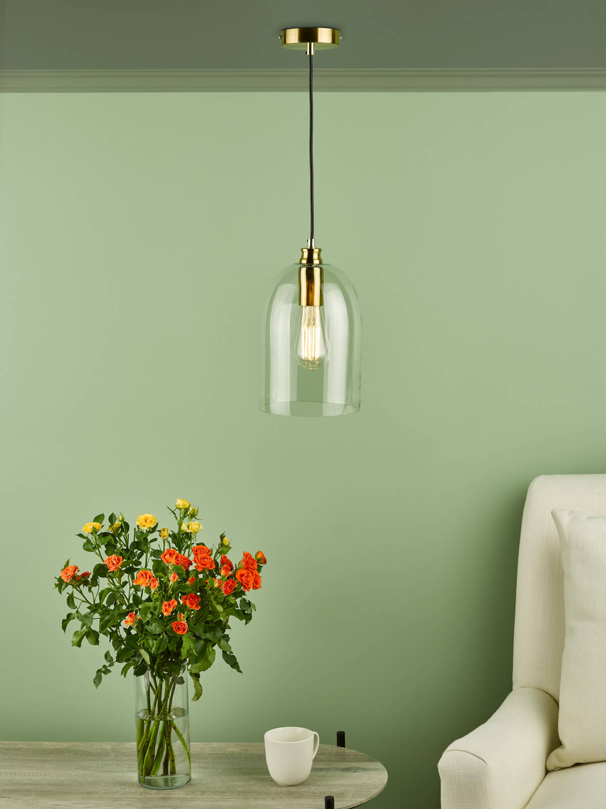 Archie Pendant Satin Bronze Glass 