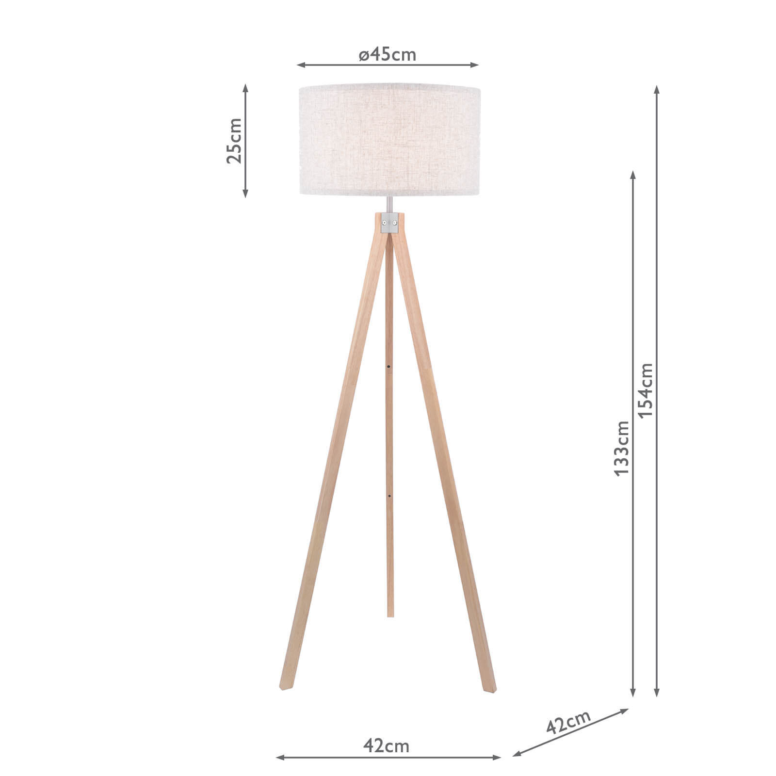 Armitage Tripod Floor Lamp Light Wood With Shade