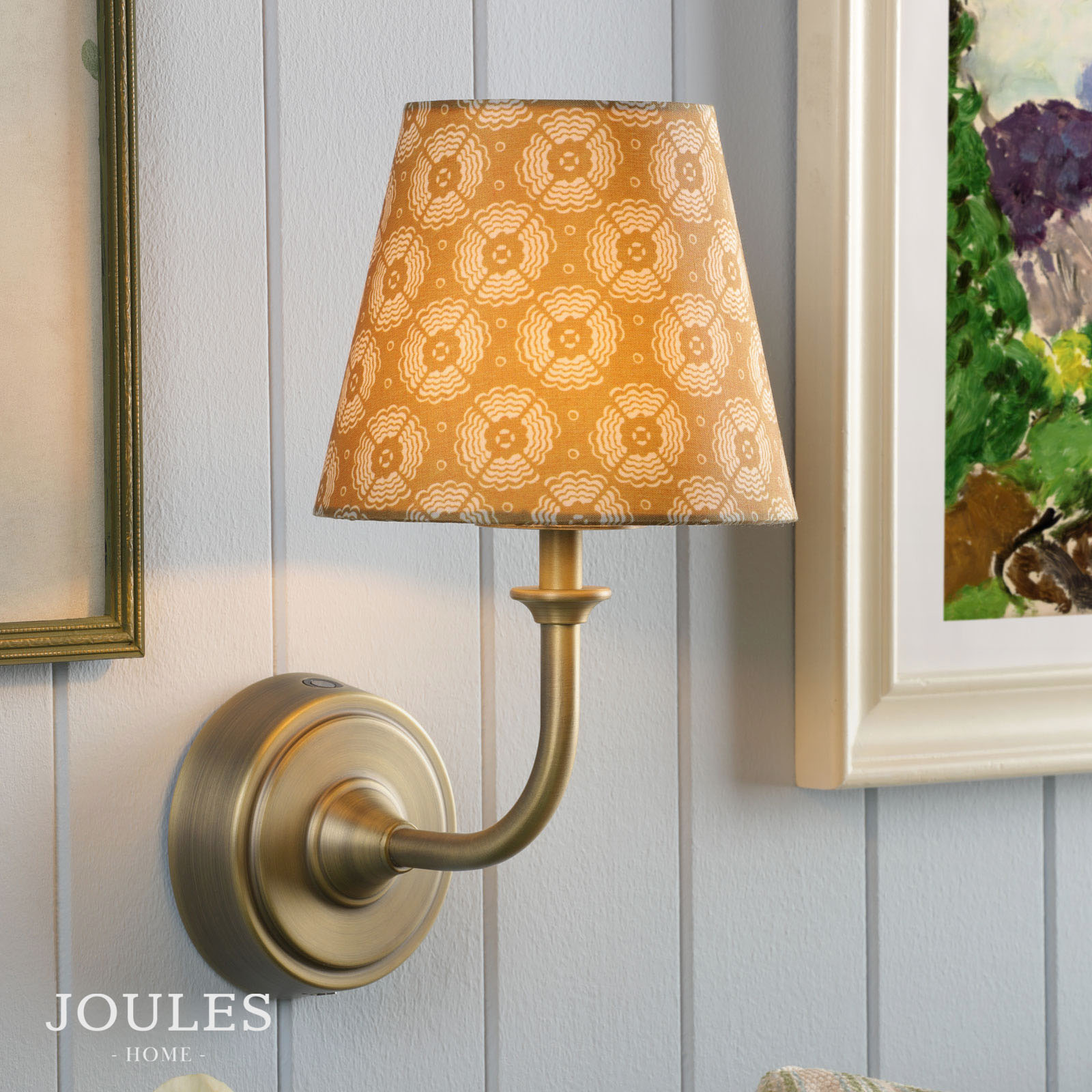 Joules Apsley Rechargeable Wall Light Matt Antique Brass With Shade LED