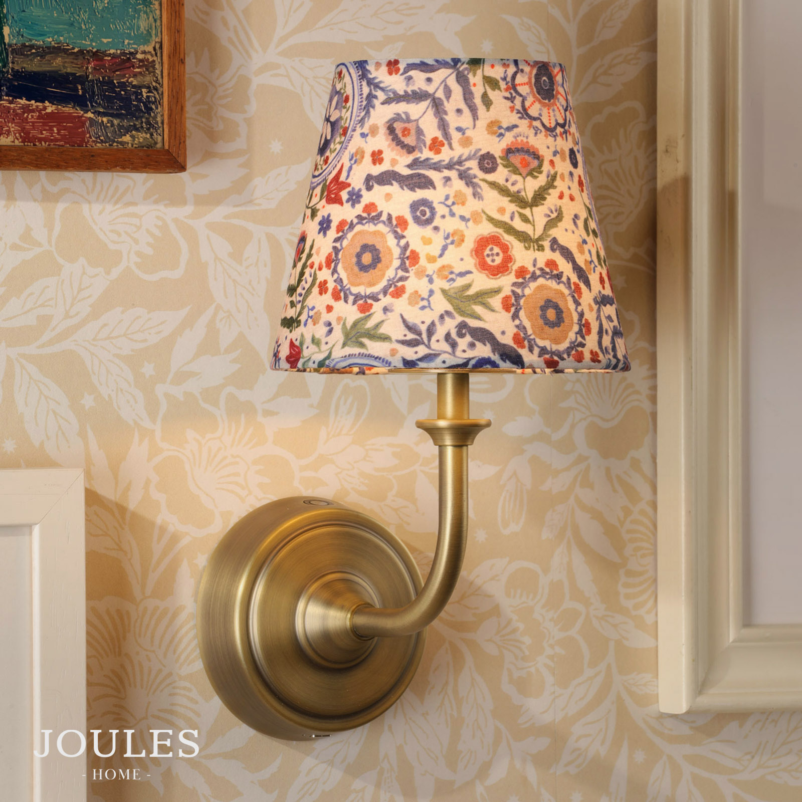 Joules Apsley Rechargeable Wall Light Matt Antique Brass With Shade LED