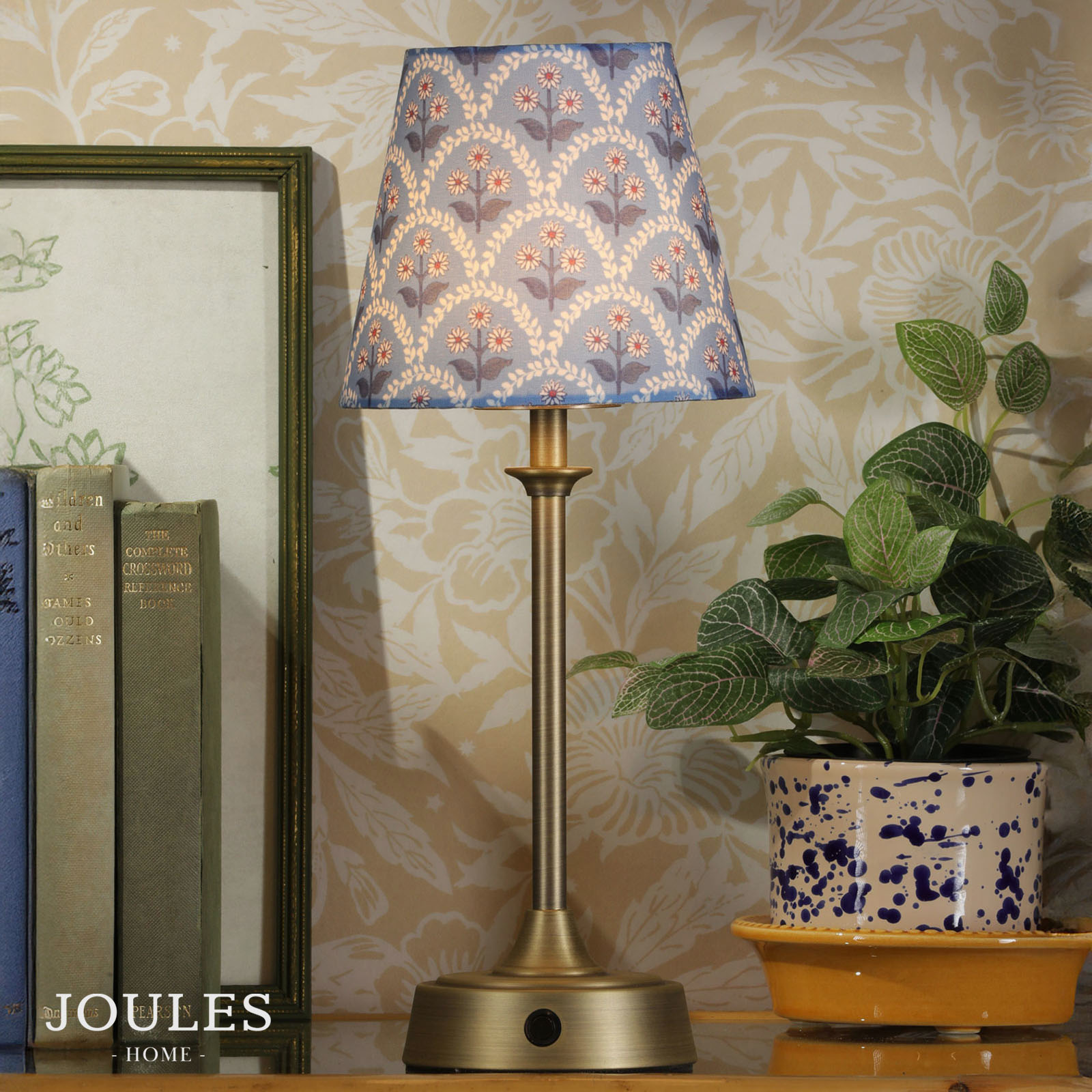 Joules Apsley Rechargeable Table Lamp Matt Antique Brass With Shade LED