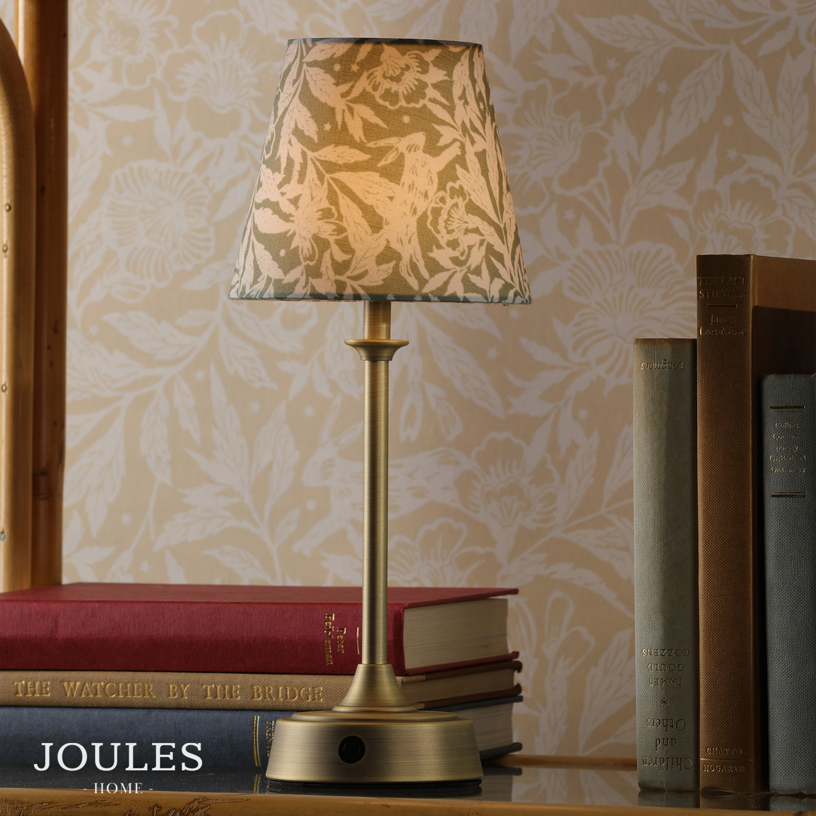 Joules Apsley Rechargeable Table Lamp Matt Antique Brass With Shade LED