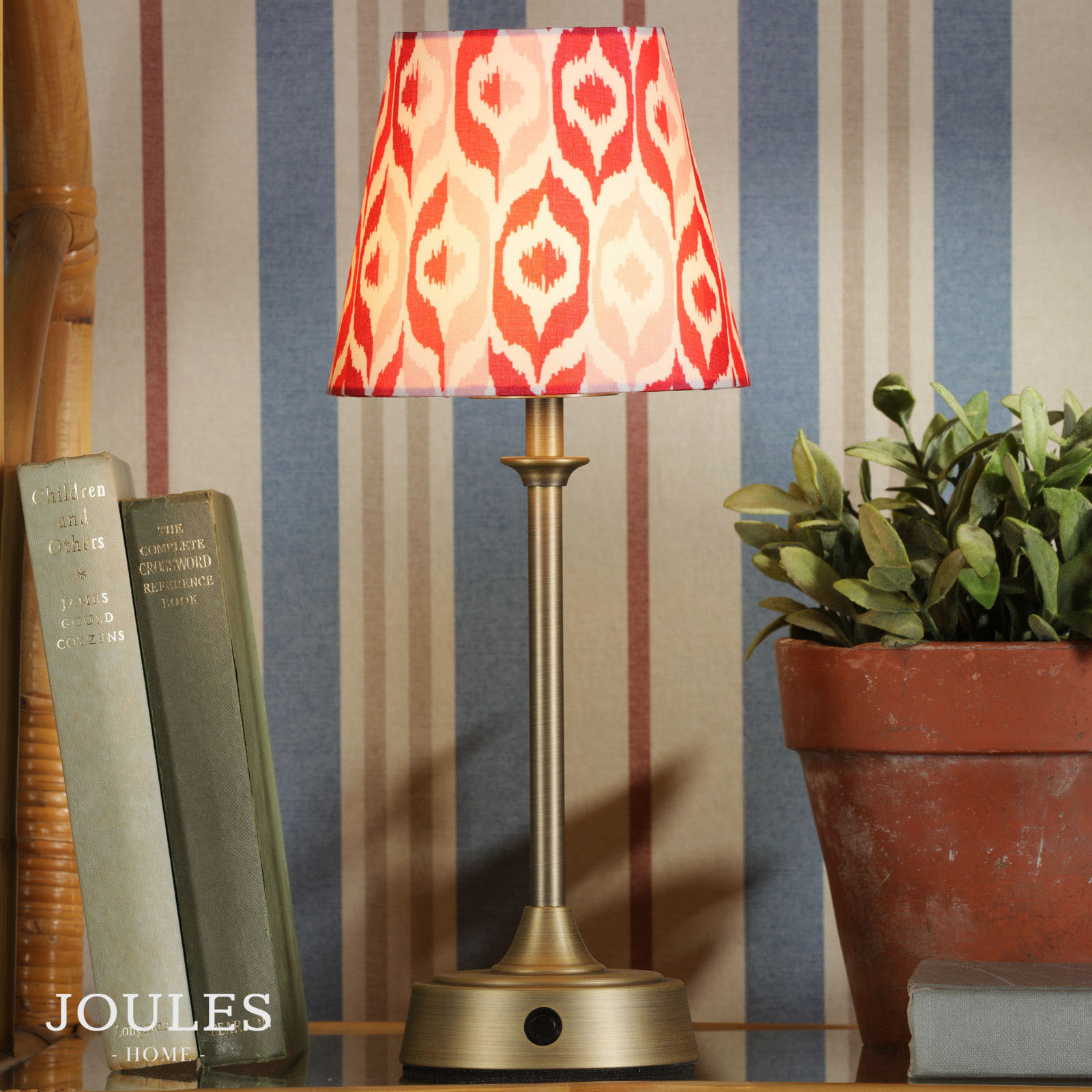 Joules Apsley Rechargeable Table Lamp Matt Antique Brass With Shade LED