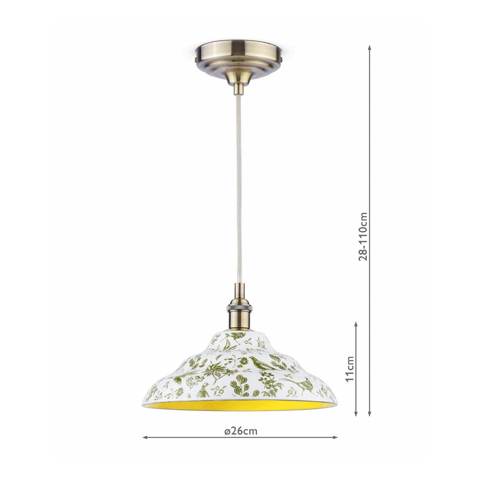 Joules Audley Pendant Green Ceramic and Matt Antique Brass