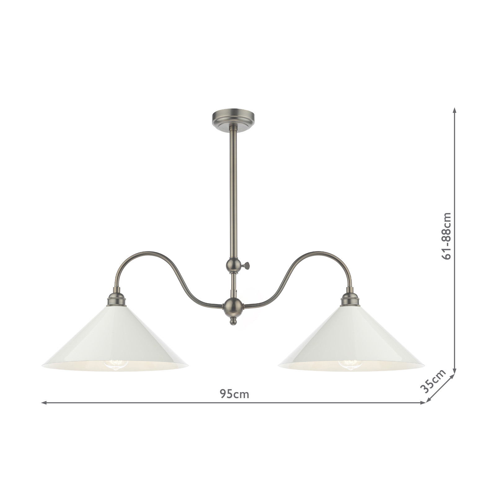 Audley End 2 Light Bar Pendant Rubbed Bronze and Cream