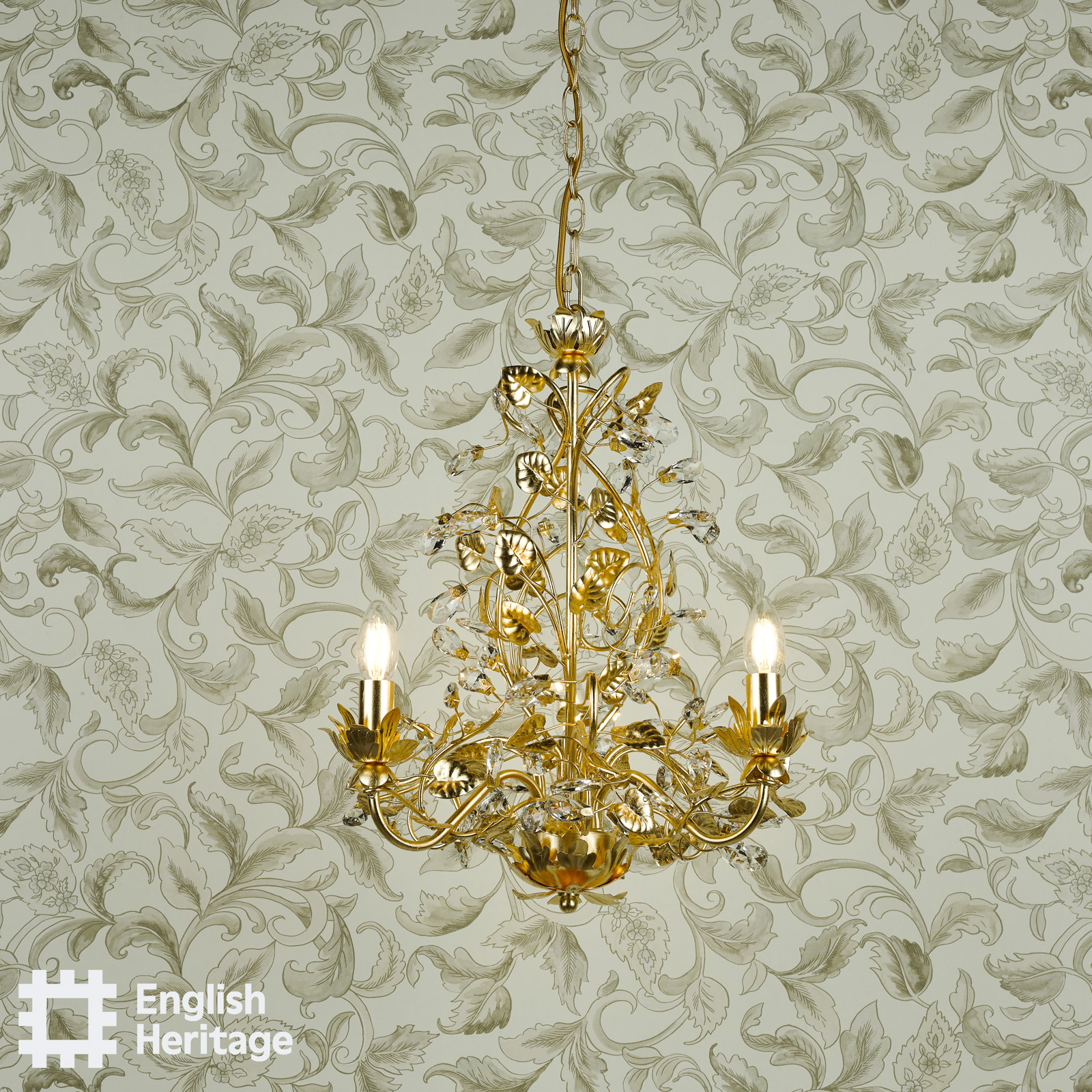 Audley End 3 Light Pendant Gold Leaf