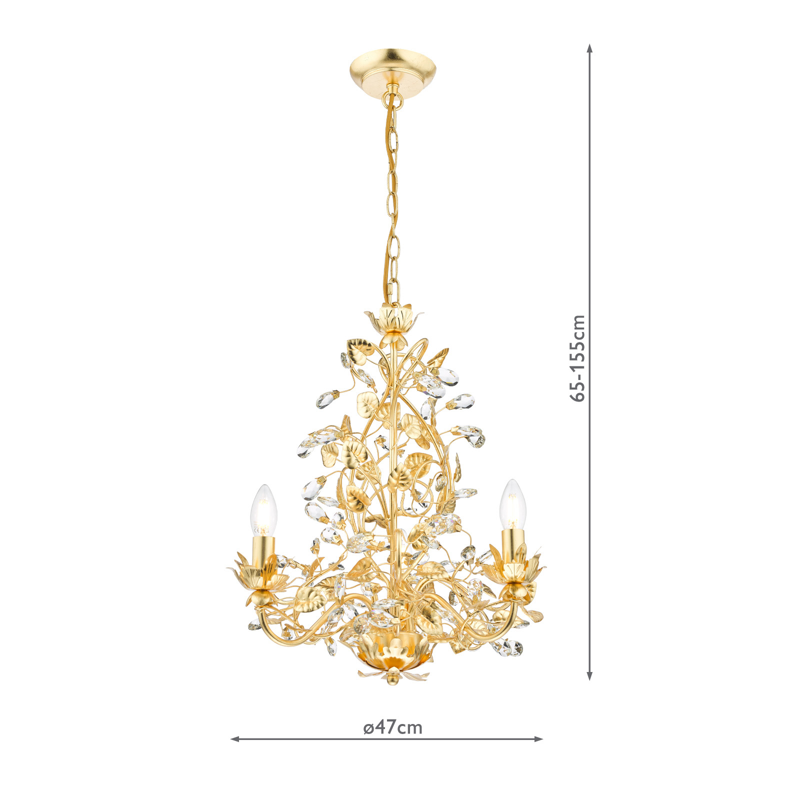 Audley End 3 Light Pendant Gold Leaf