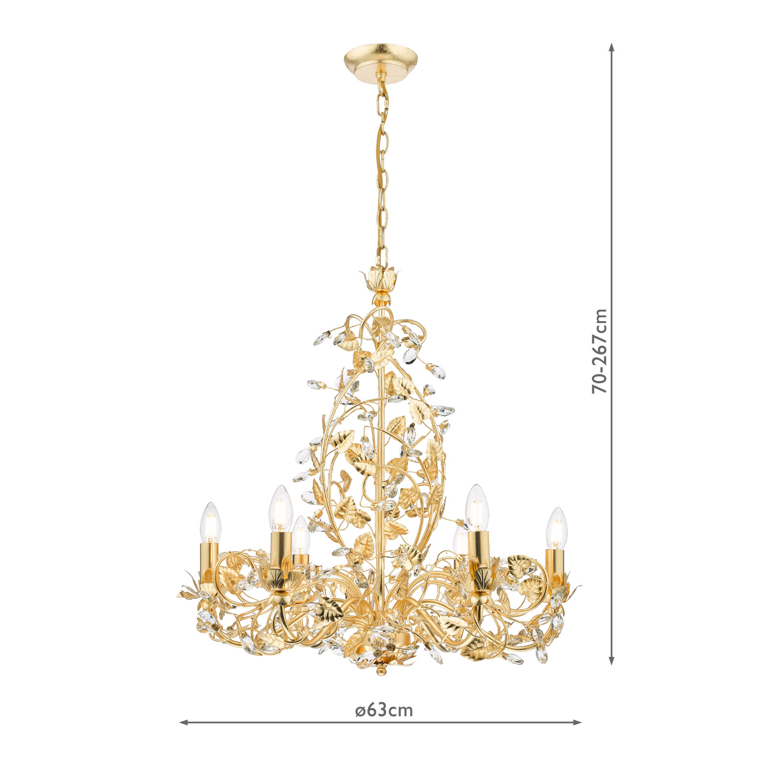 Audley End 6 Light Pendant Gold Leaf