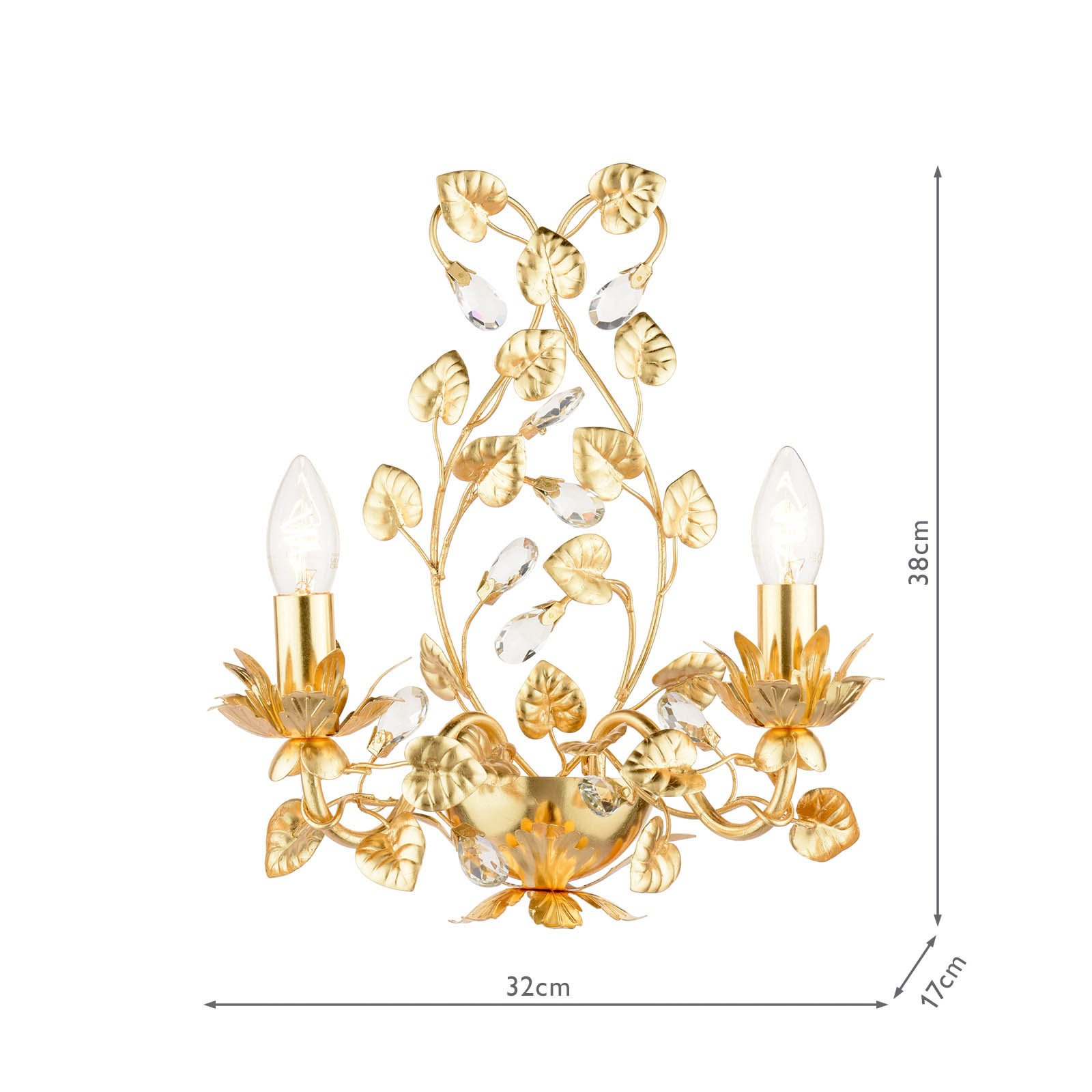 Audley End 2 Light Wall Light Gold Leaf
