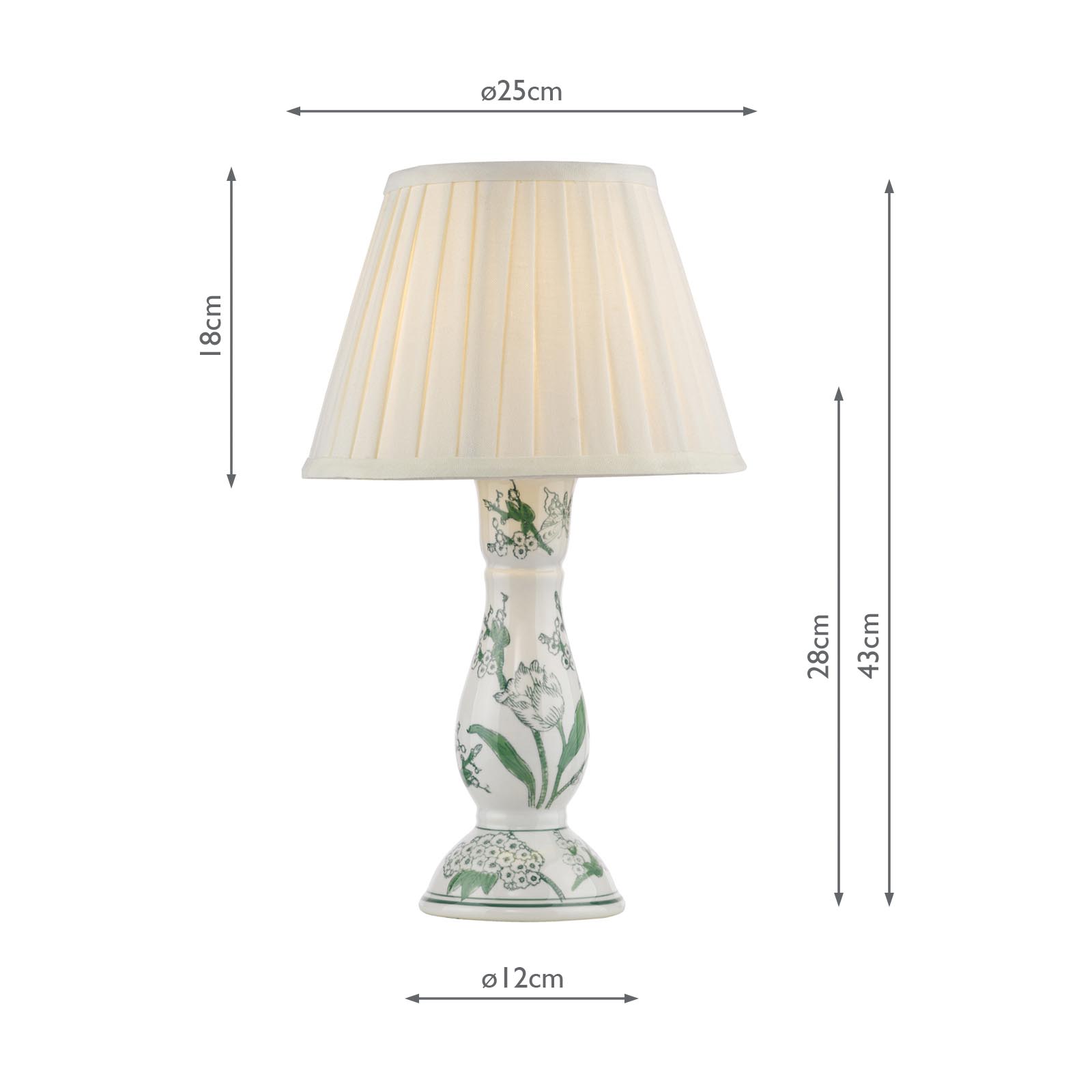 Aviara Table Lamp Green Ceramic With Ivory Pleated Shade