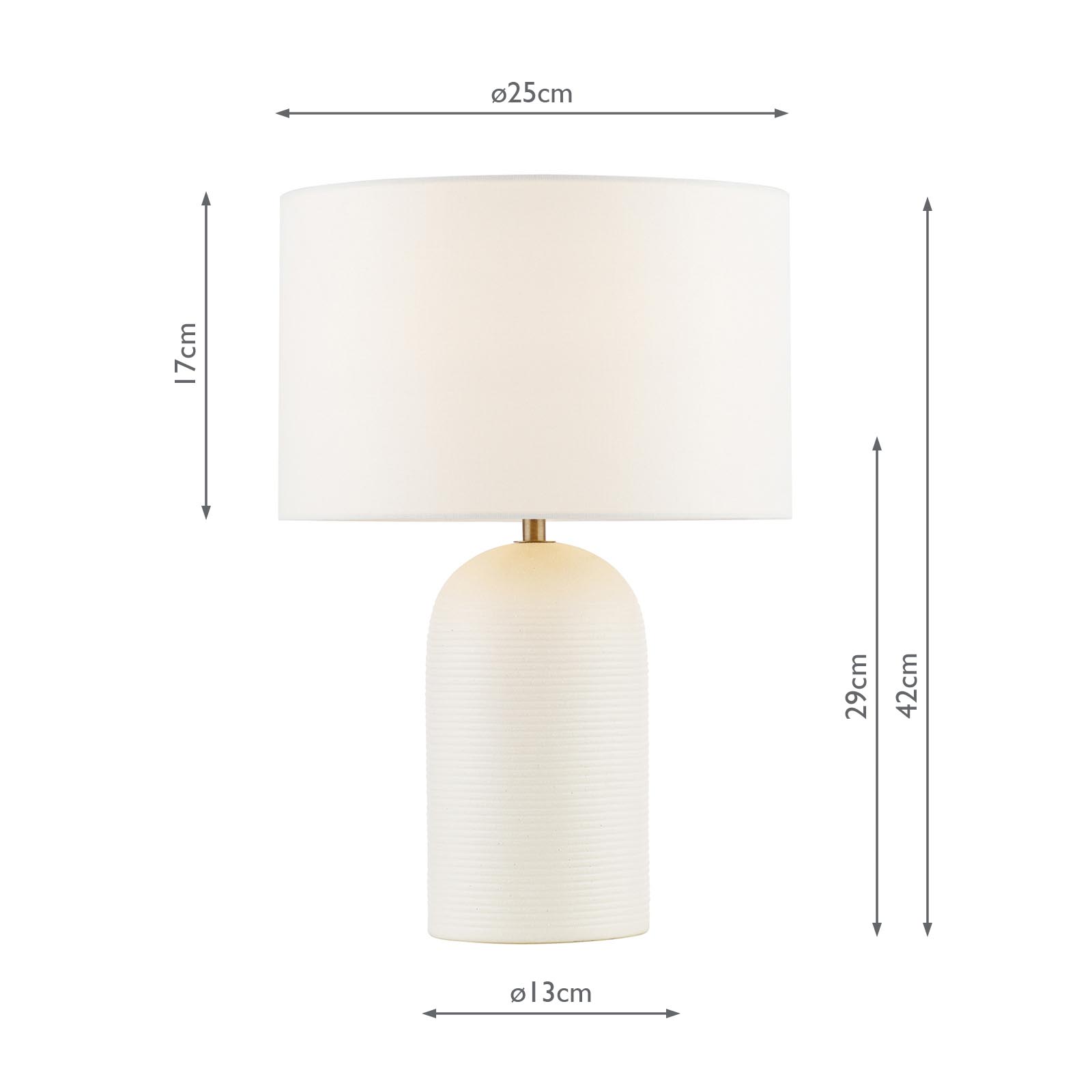 Bayonne Table Lamp White Ceramic and Antique Brass With Linen Drum Shade