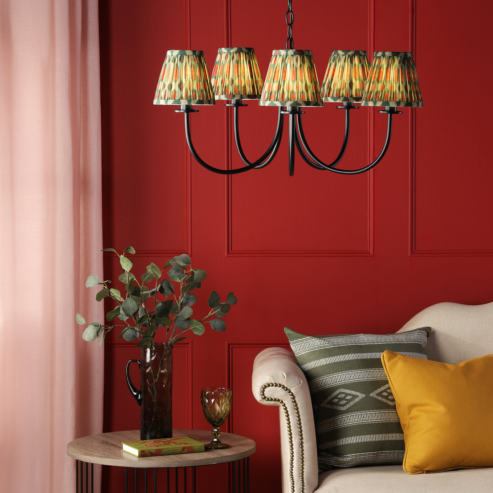 Becca 5 Light Armed Pendant Matt Black With Shade