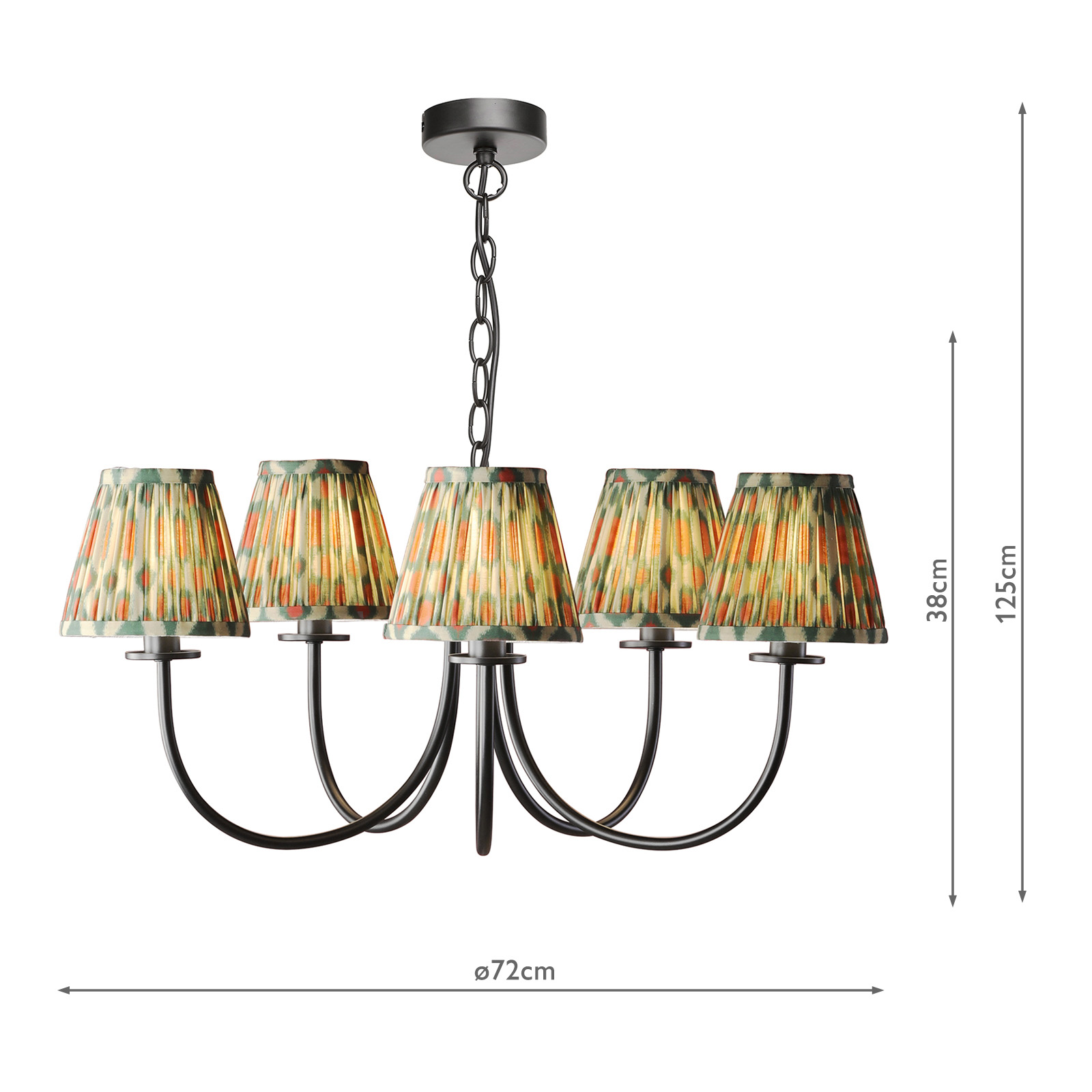 Becca 5 Light Armed Pendant Matt Black With Shade