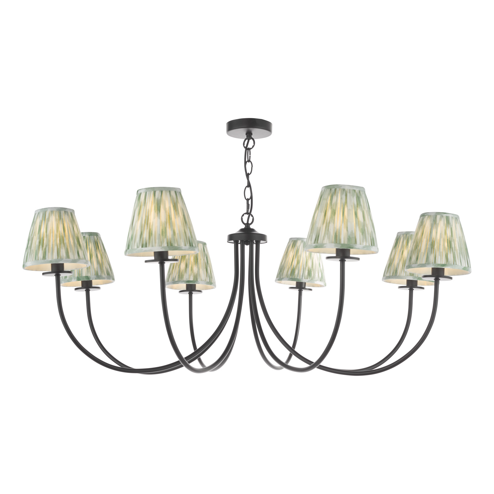 Becca 8 Light Armed Pendant Matt Black With Shade