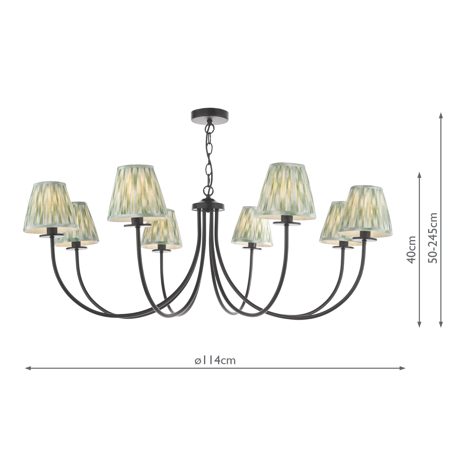 Becca 8 Light Armed Pendant Matt Black With Shade