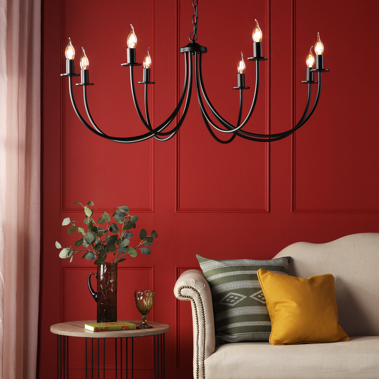 Becca 8 Light Armed Pendant Matt Black Fitting Only