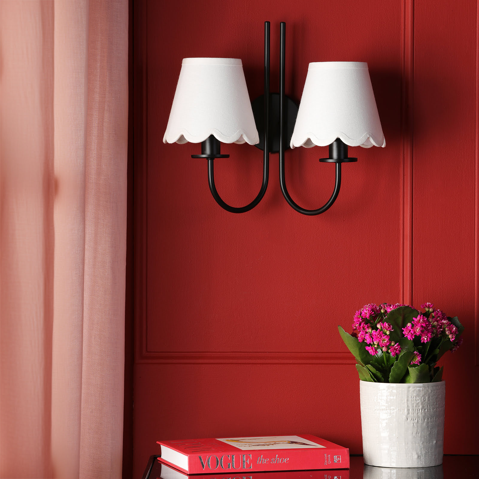 Becca 2 Light Wall Light Matt Black With Shade