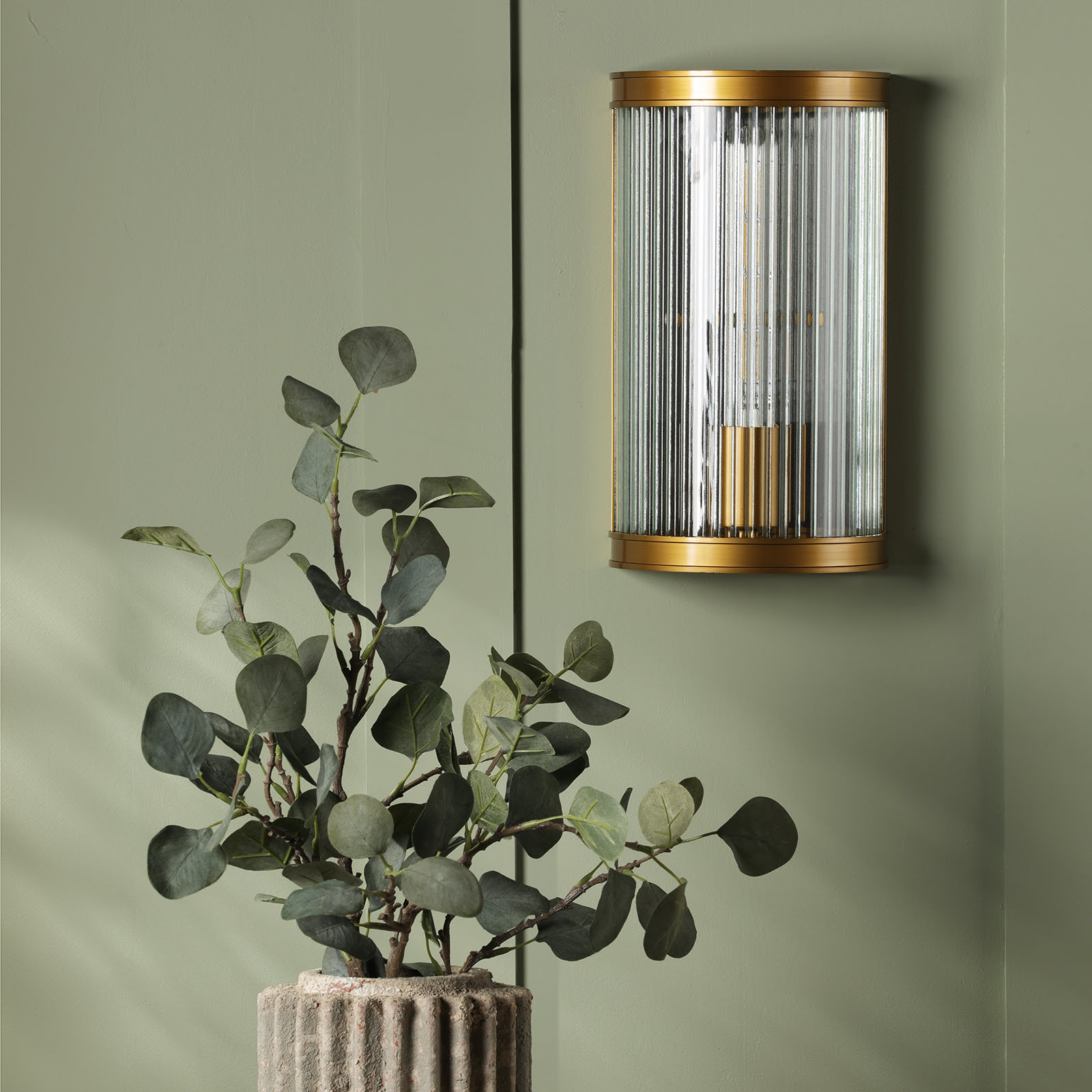 Bianka Wall Light Satin Bronze and Ribbed Glass