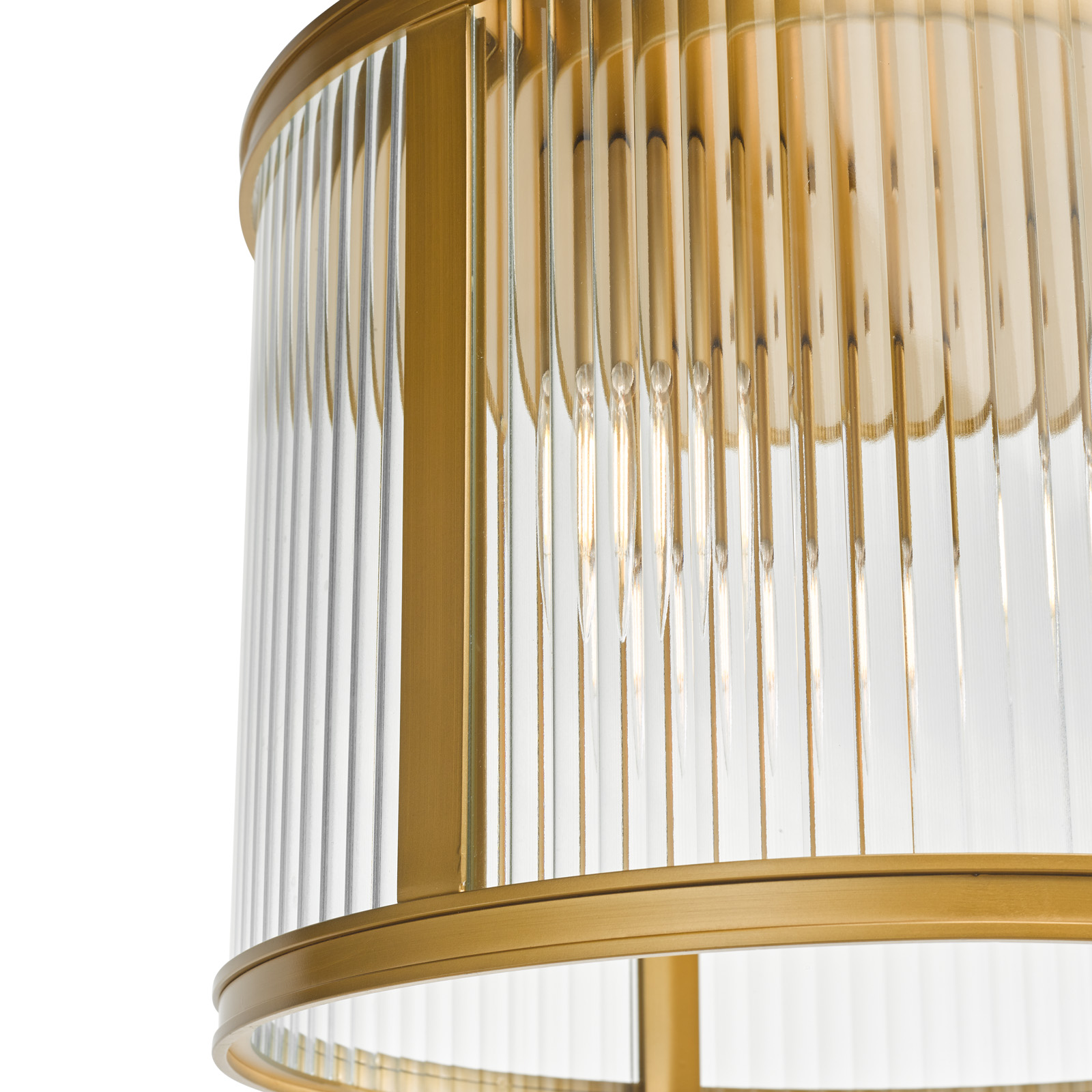 Bianka 3 Light Flush Satin Bronze and Ribbed Glass