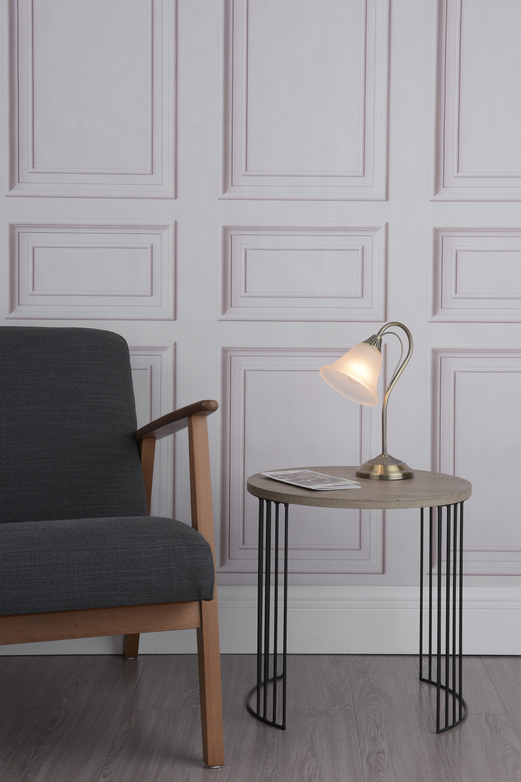 Boston Table Lamp Antique Brass and Opal Glass