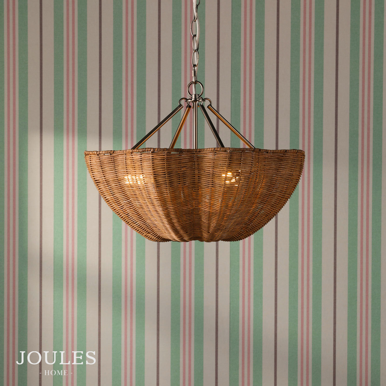Joules Braywick 3 Light Pendant Satin Bronze and Rattan shade