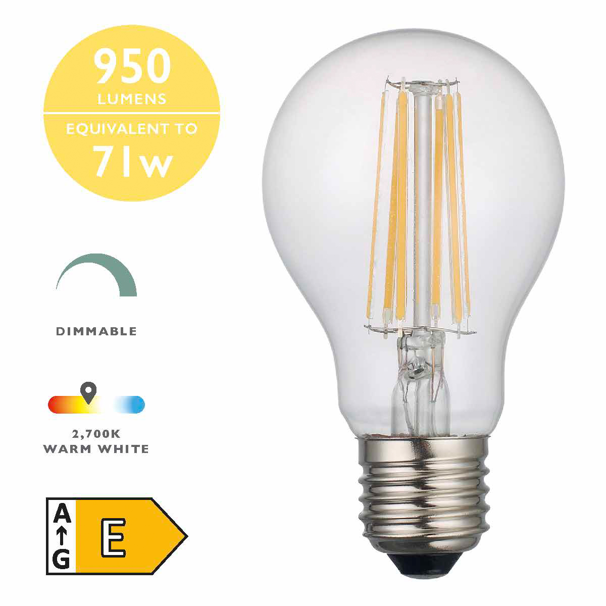 hed besejret Es Pack of 5) LED Light Bulb (Lamp) ES/E27 8W 1000LM 4000K