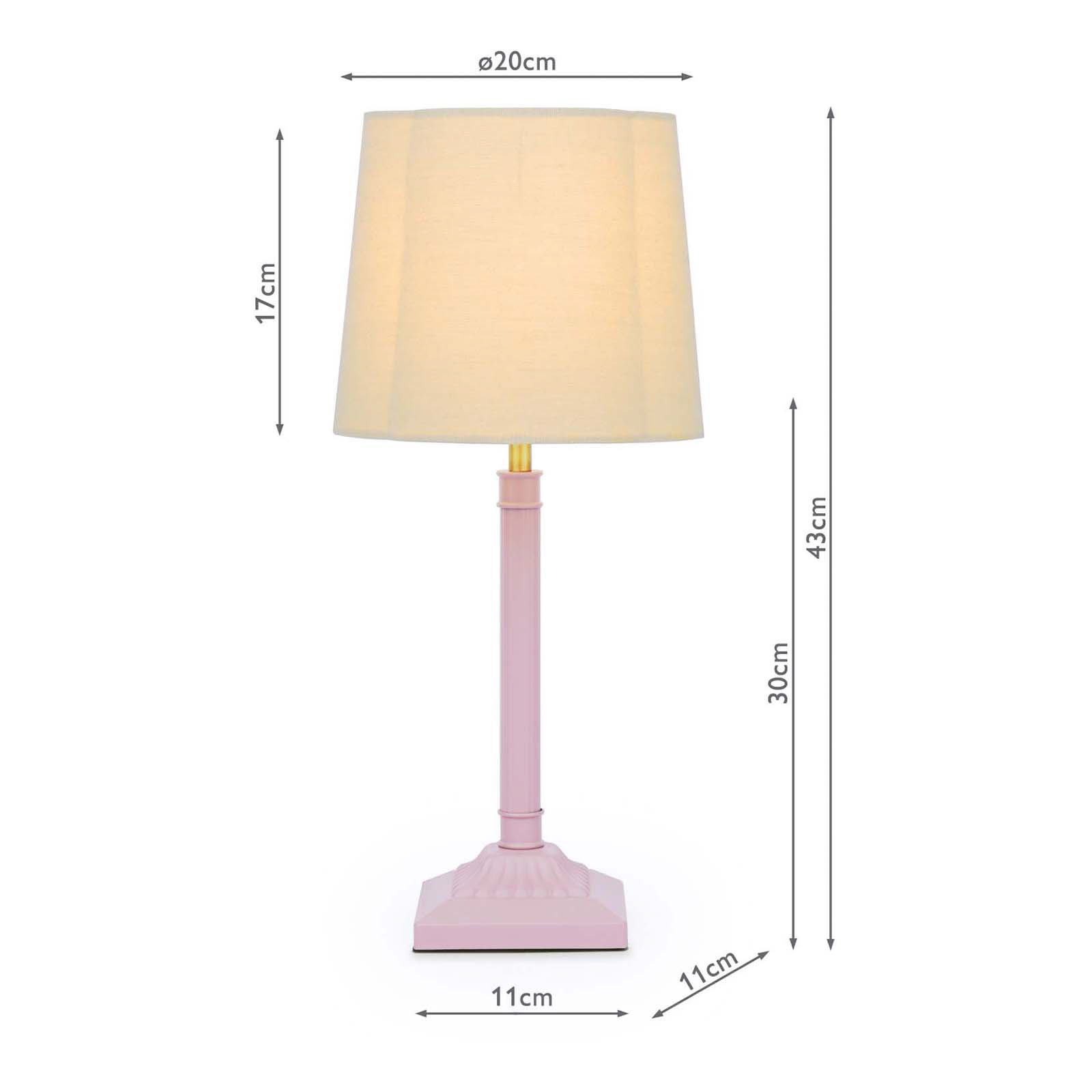 Joules Buscot Table Lamp Matt Pink and Matt Antique Brass With Shade