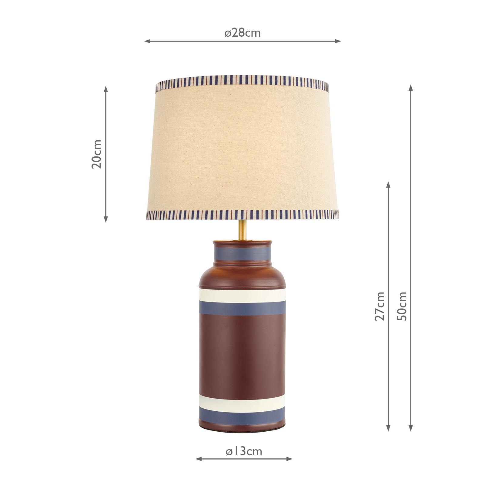 Joules Carlton Table Lamp Red and Matt Antique Brass With Shade