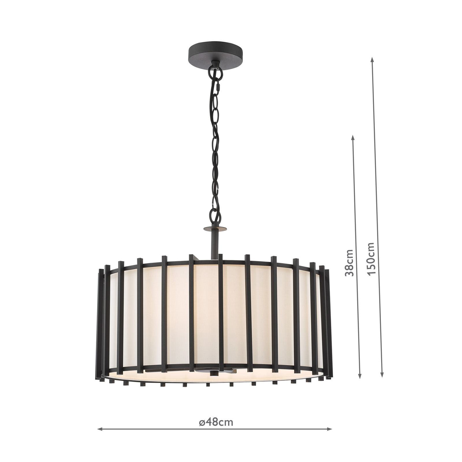 Cagliari 4 Light Pendant Matt Black With Shade